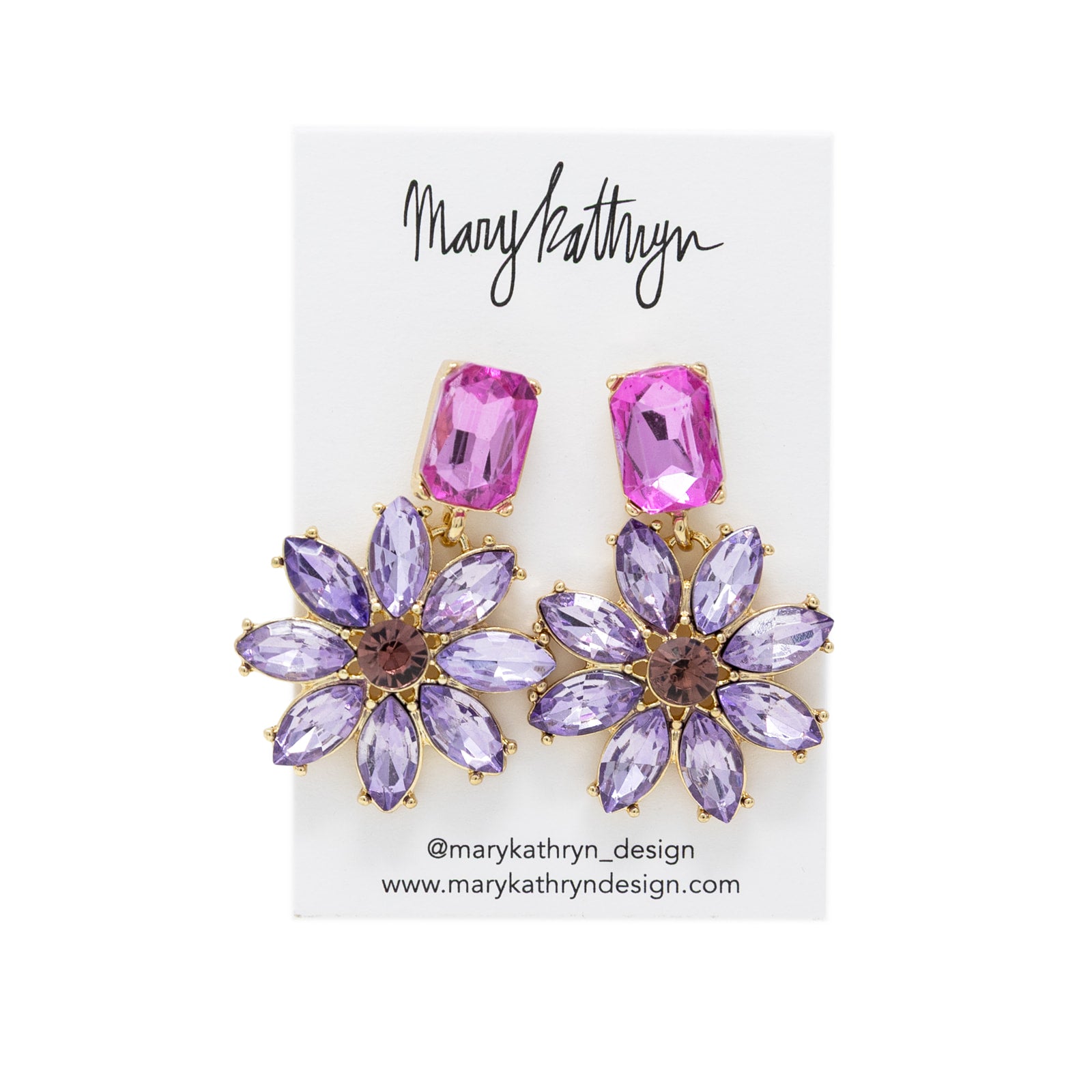 Purple Fancy Flower Earrings