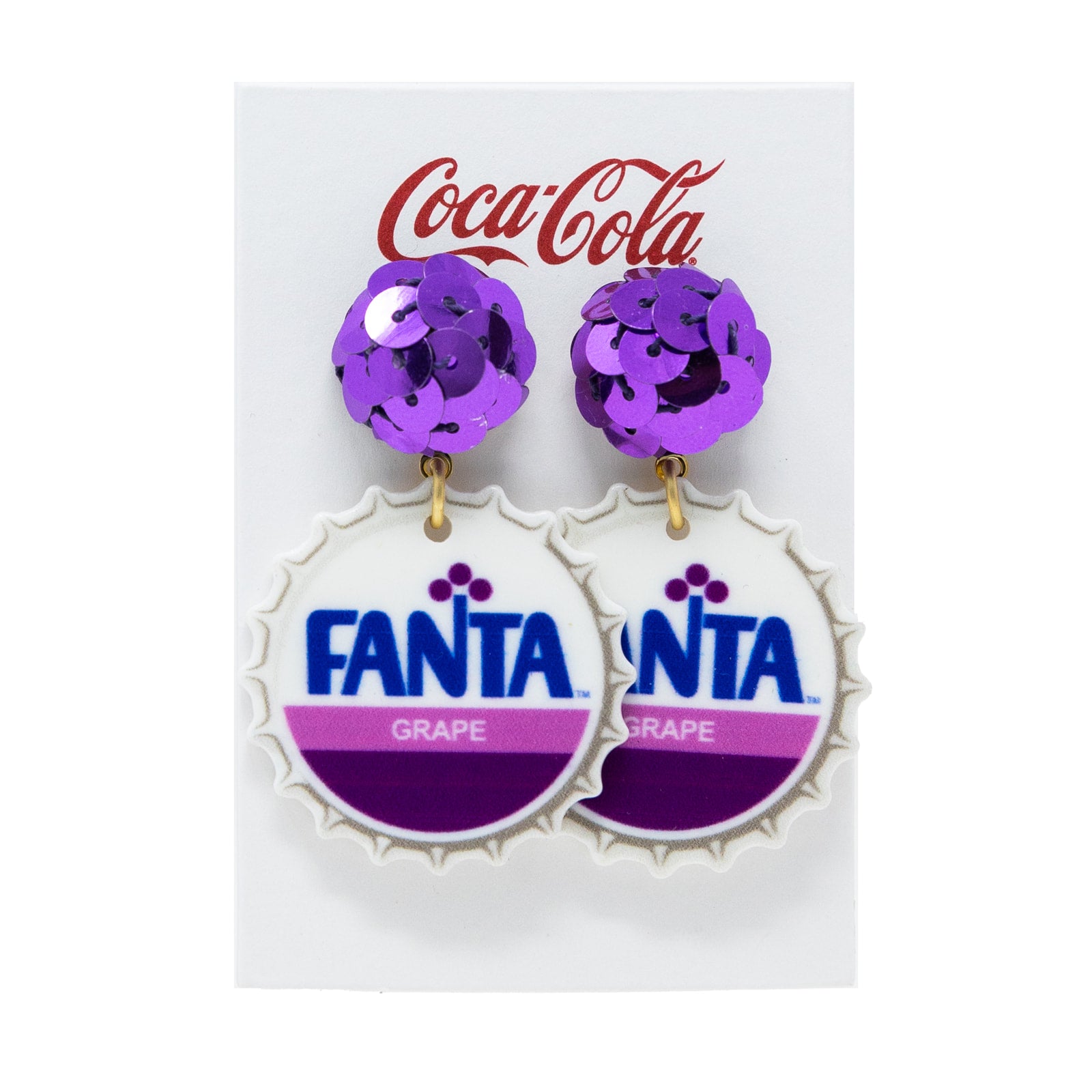 Coca-Cola® Purple Fanta Bottle Cap Earrings