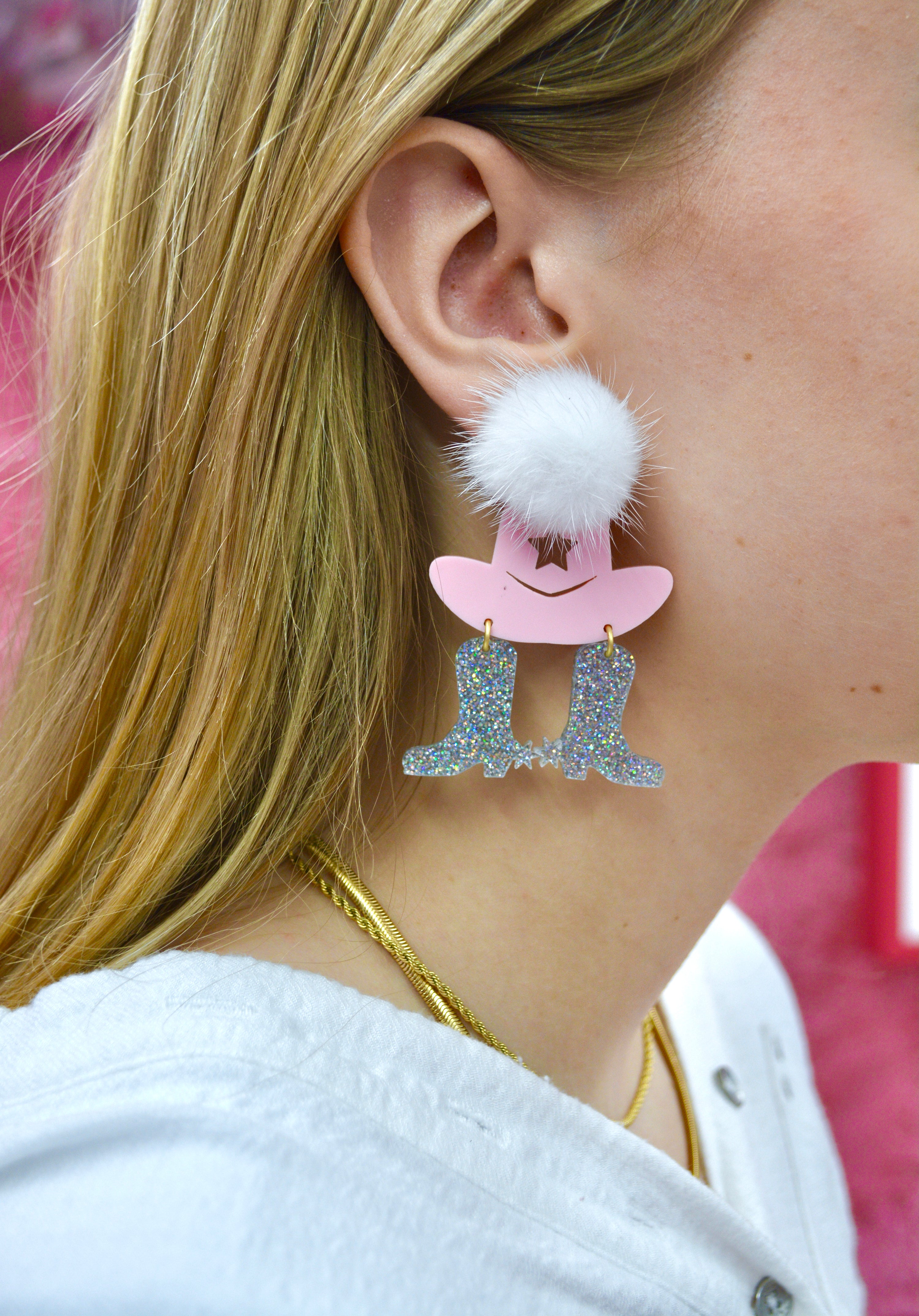 Country Cowgirl Puff Earrings