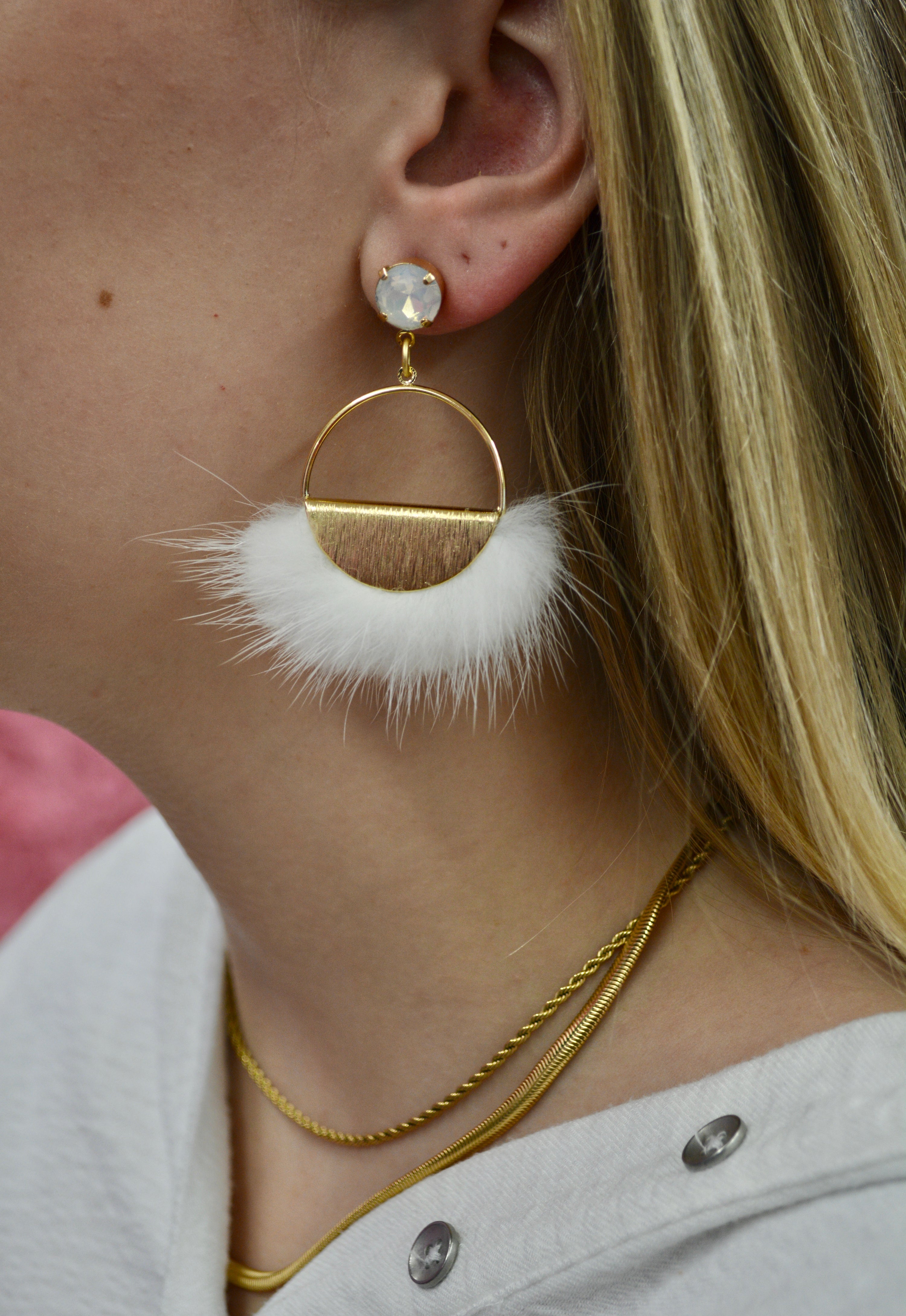 White Ophelia Puff Earrings