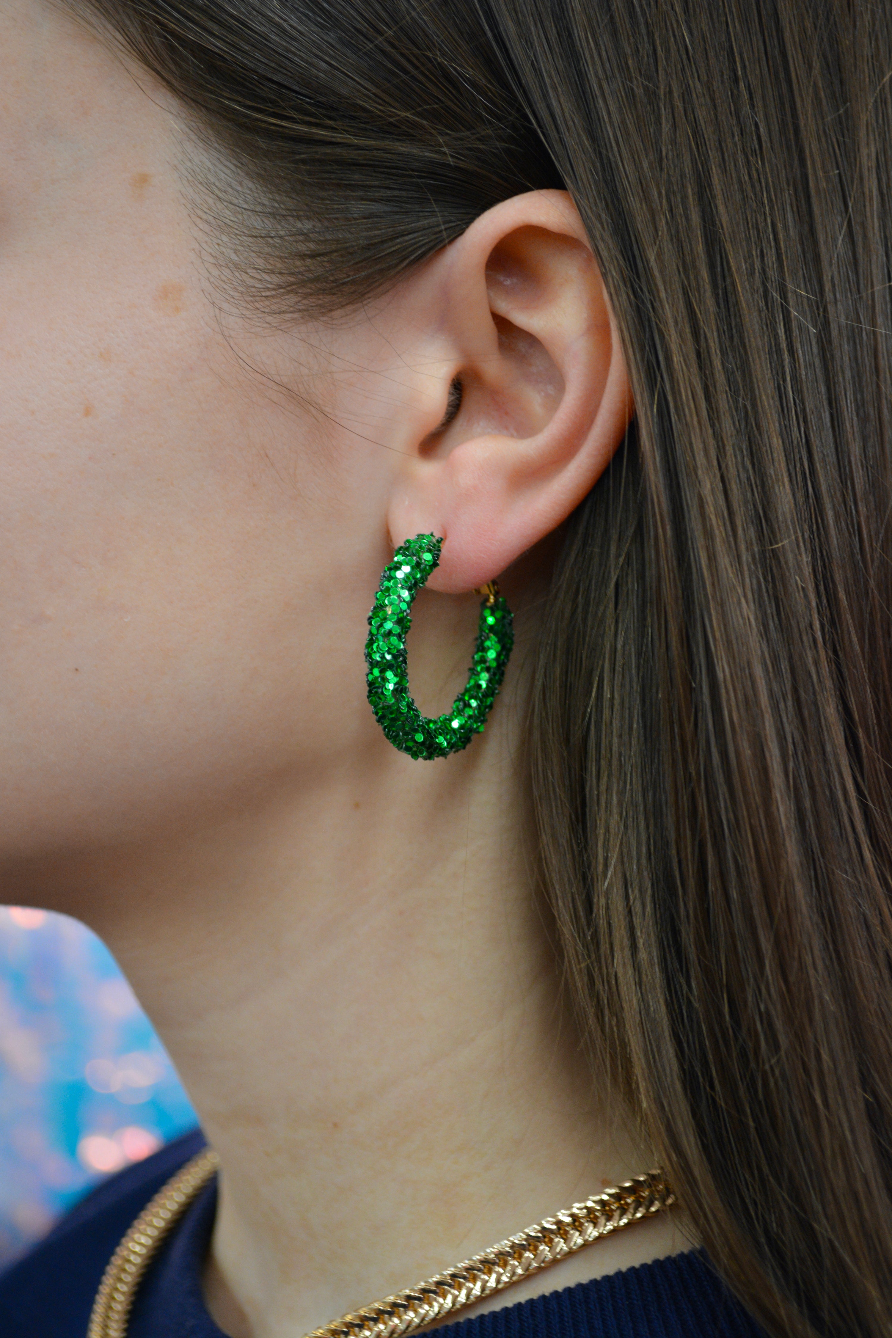 Evergreen Glitter Hoops