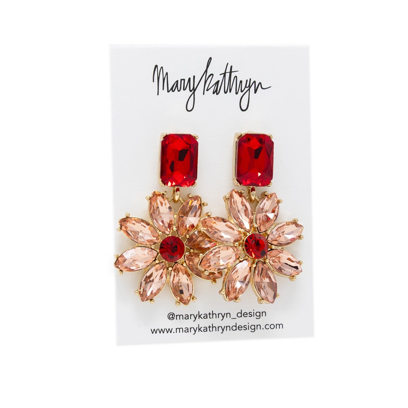 Red Fancy Flower Earrings