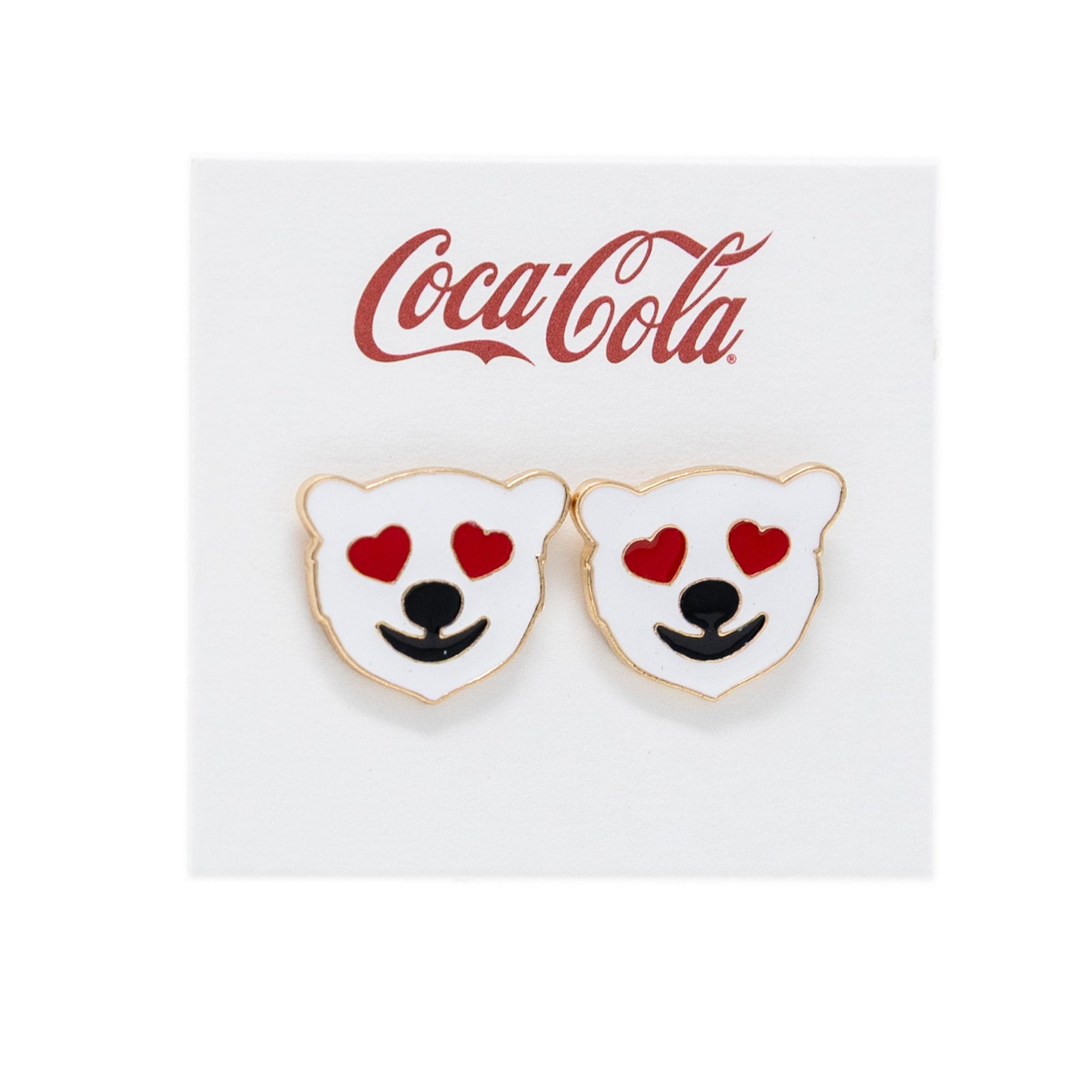 Coca-Cola® Heart Eyes Polar Bear Stud Earrings