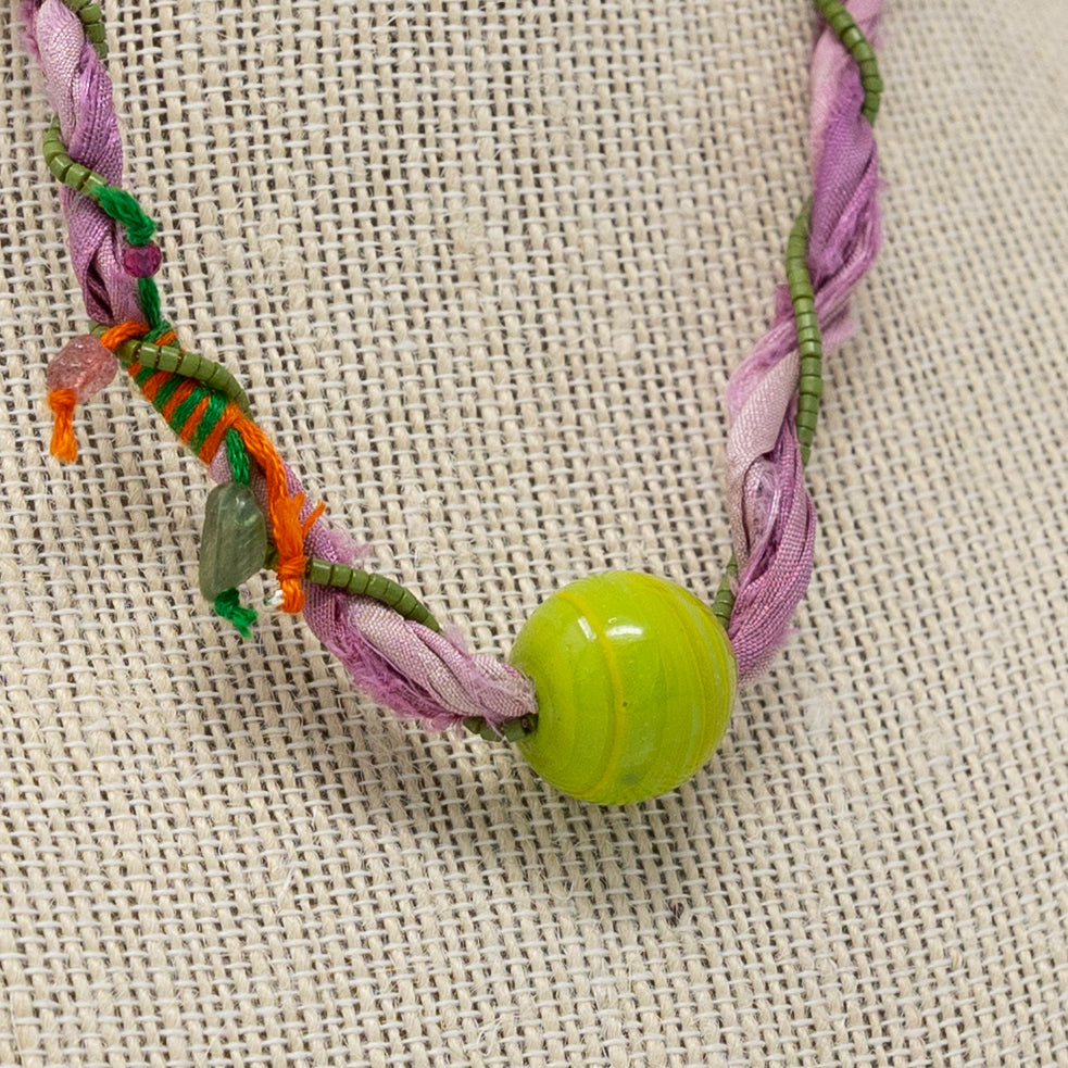 Purple + Green Twist Necklace