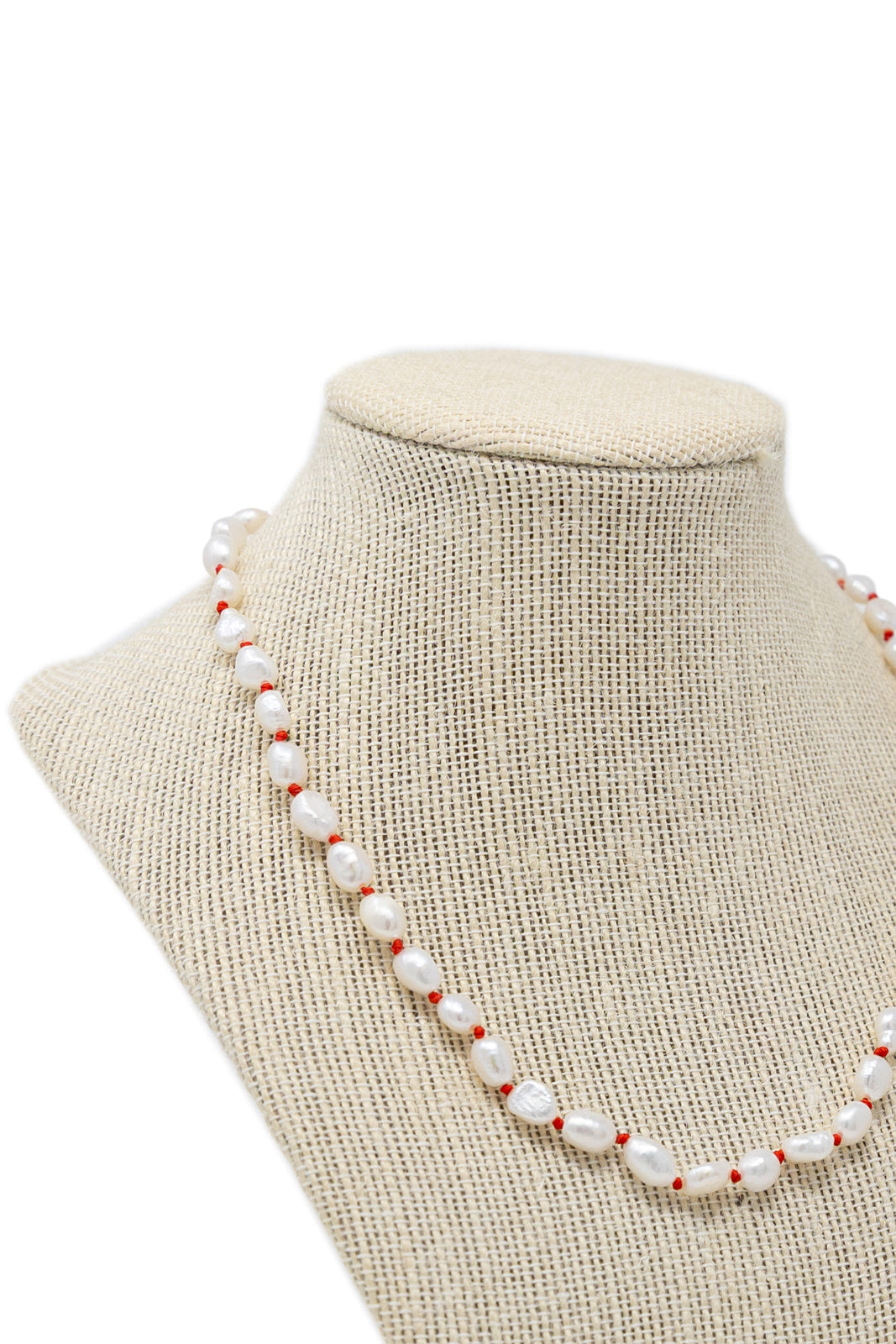 Red Beaded Pearl Necklace
