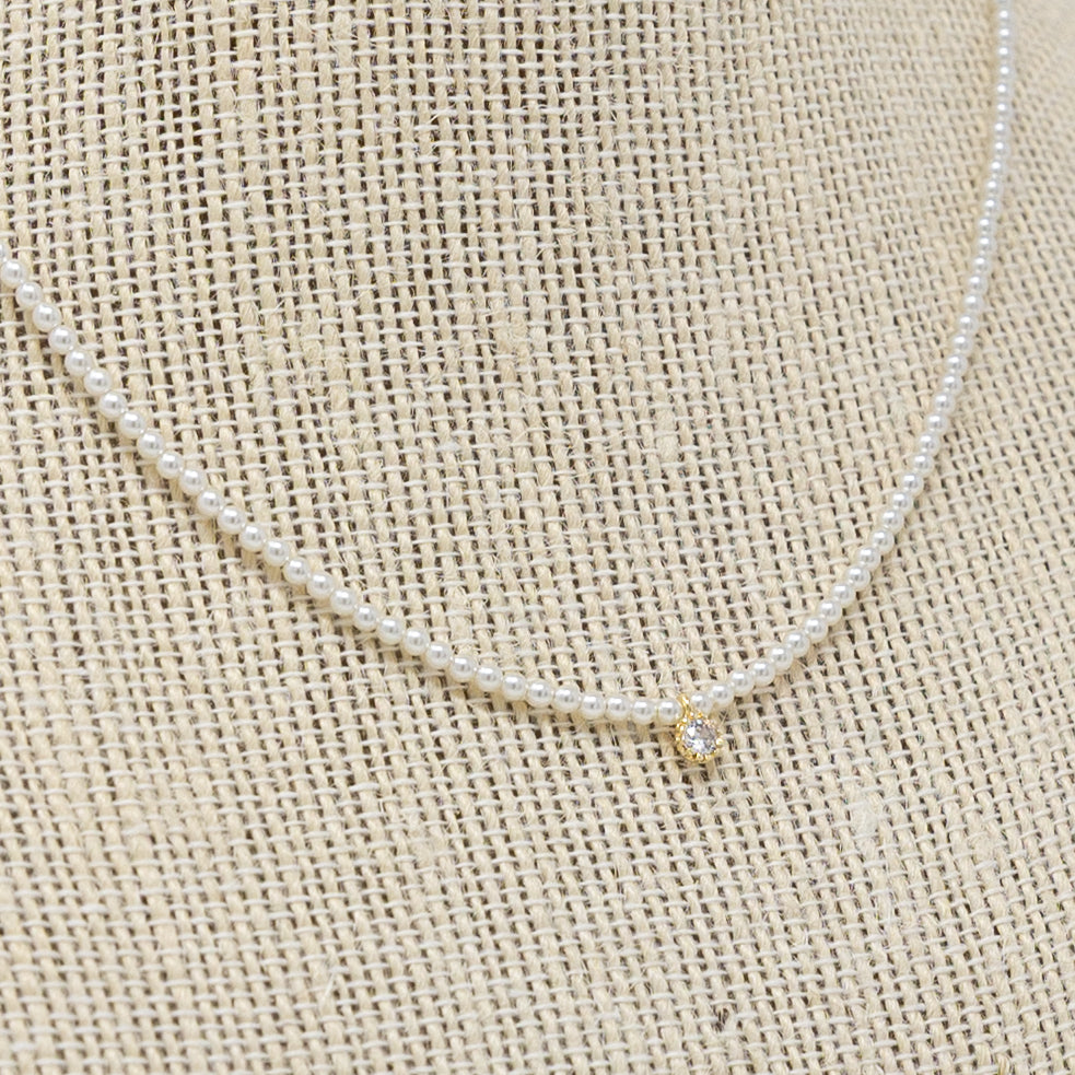 Skinny Pearl Pendant Necklace