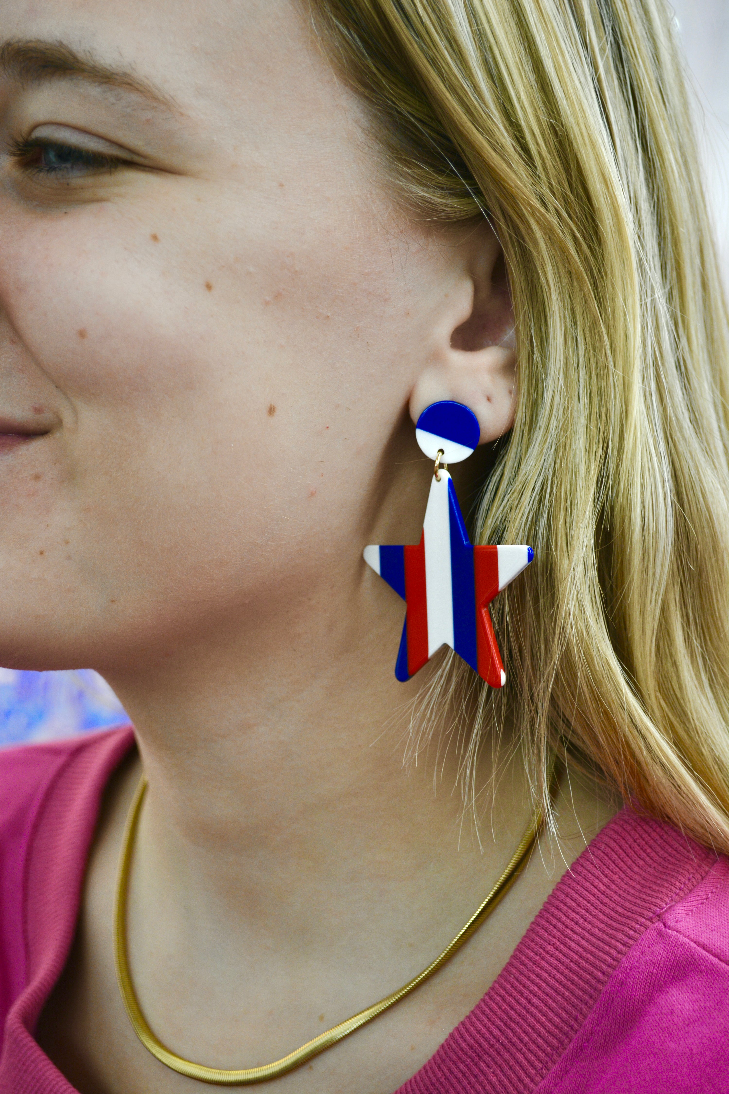 Striped Star Earrings