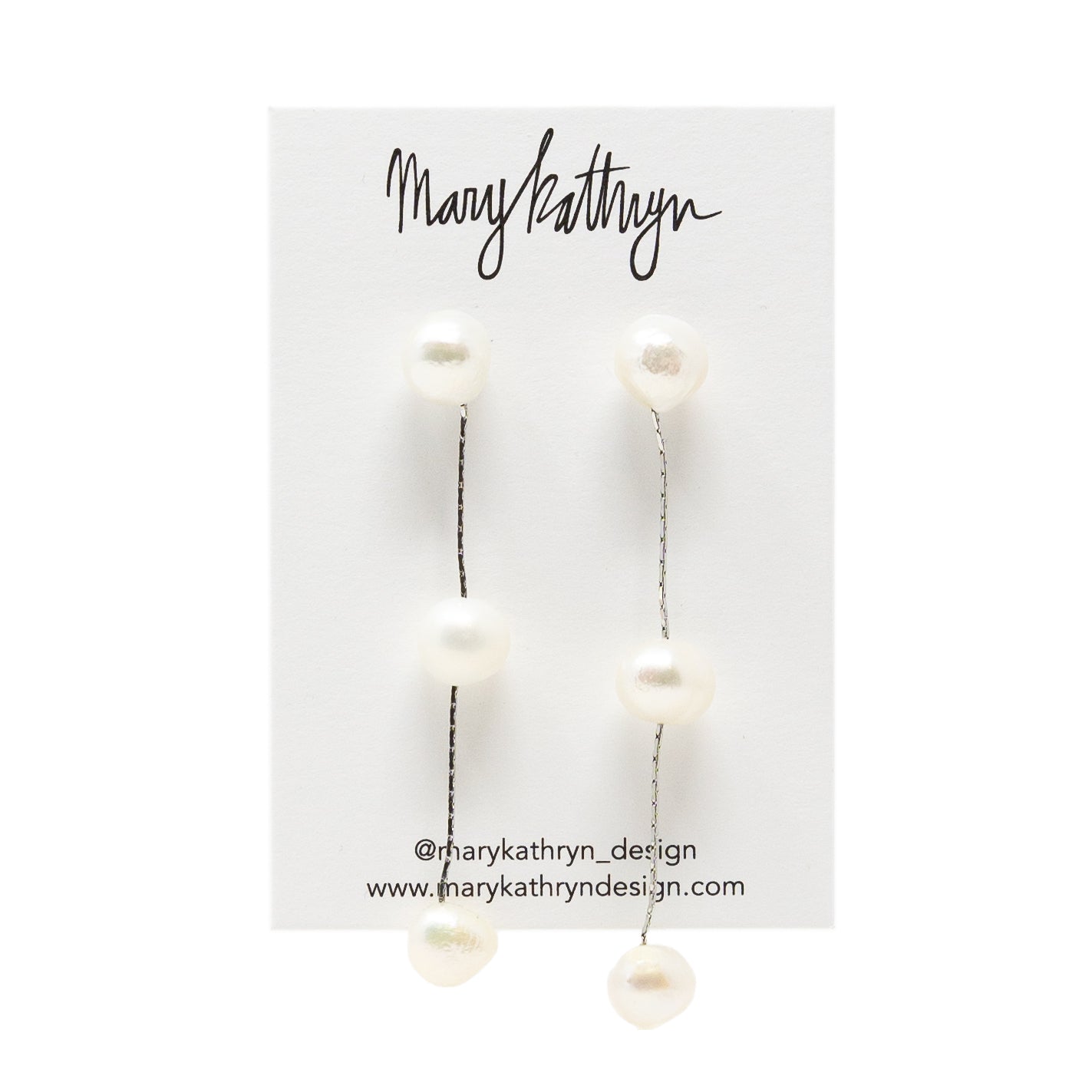 White Triple Pearl Drop Earrings