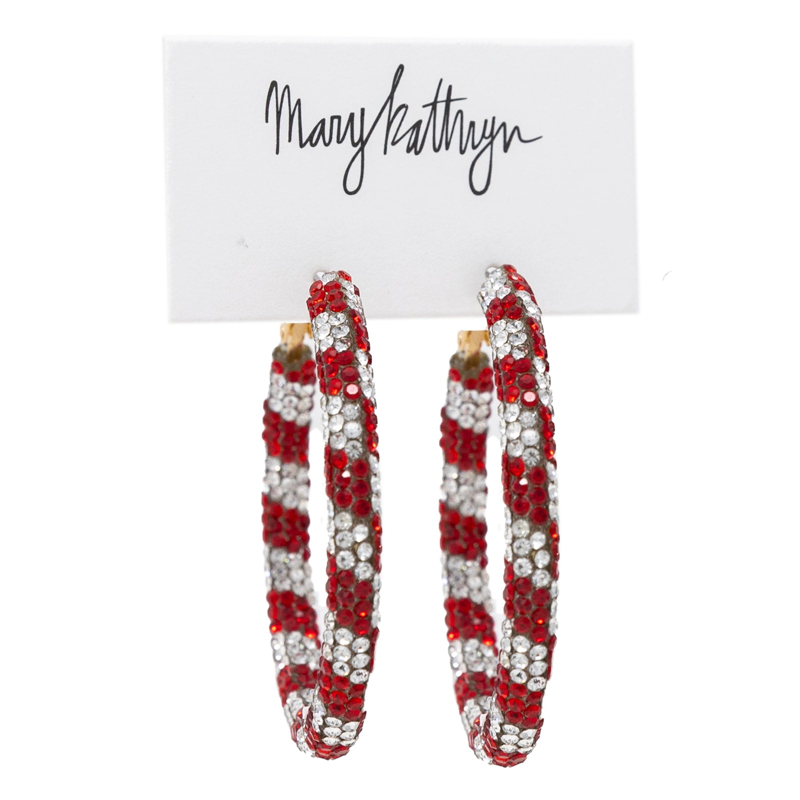 Candy Cane Rhinestone Hoops