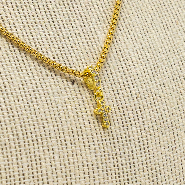 Lydia Rhinestone Cross Necklace