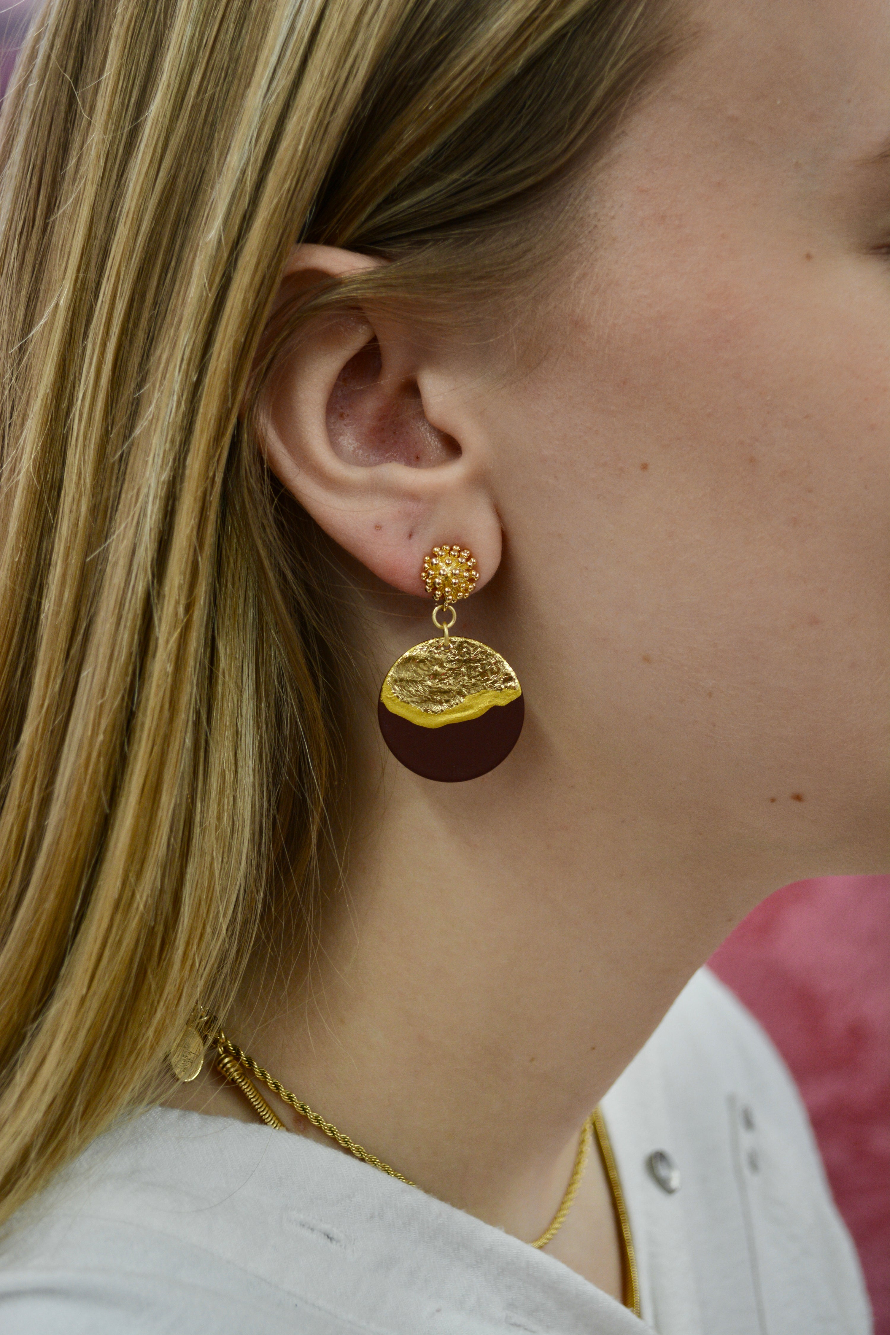 Burgundy Lorelei Disc Earrings