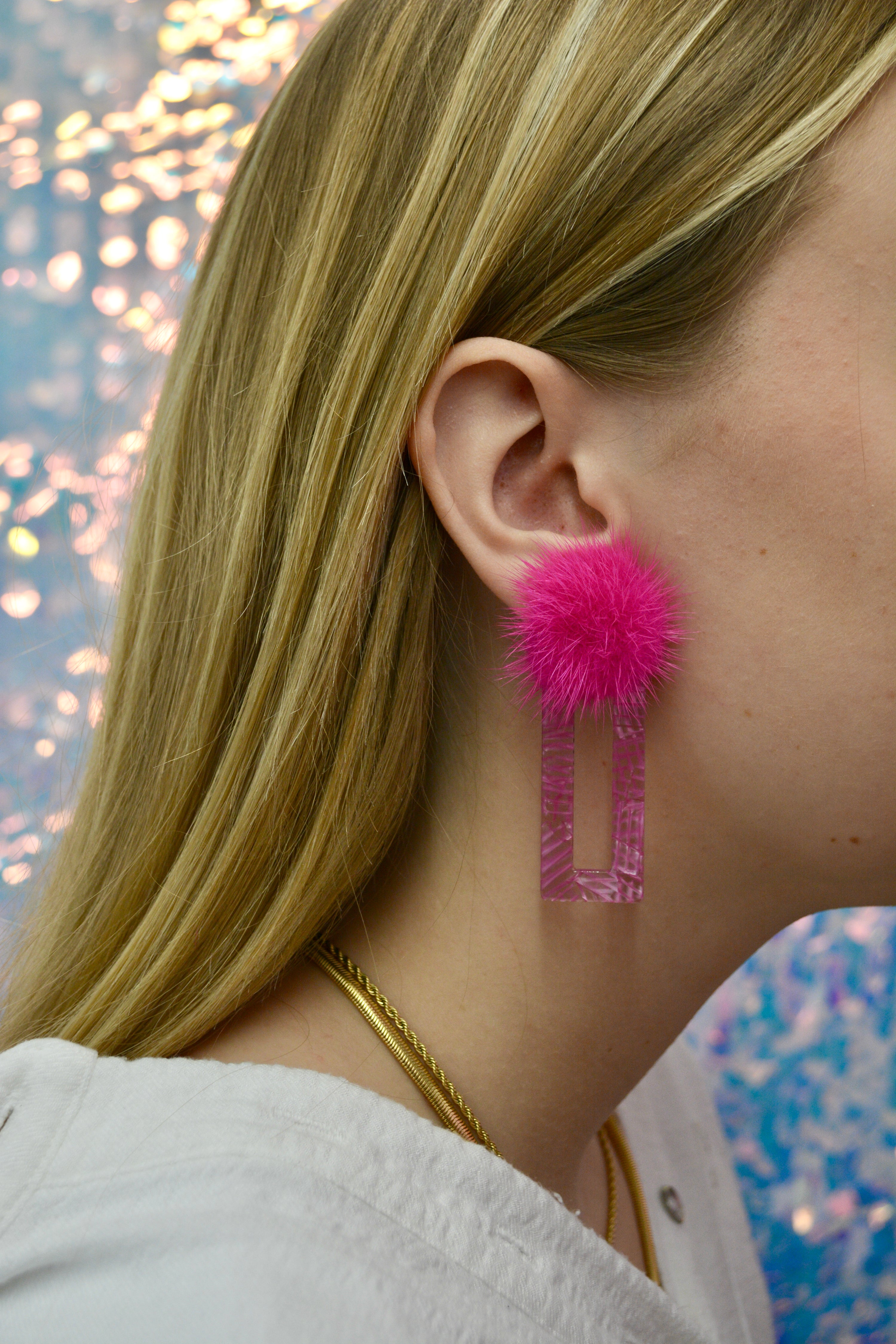Pink Persephone Puff Earrings
