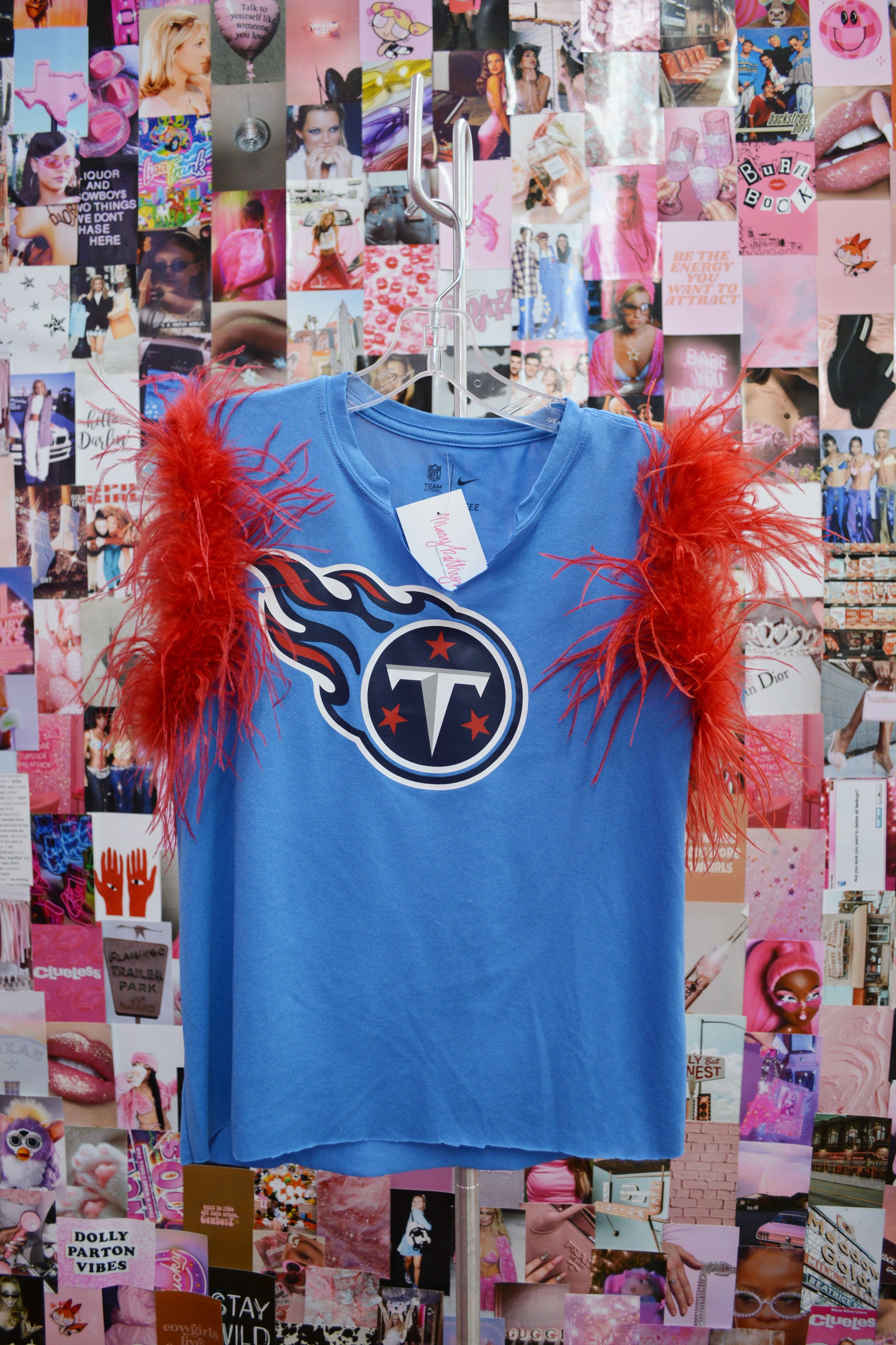 Repurposed Tennessee Titans with Red Ostrich Feathers (SMALL)