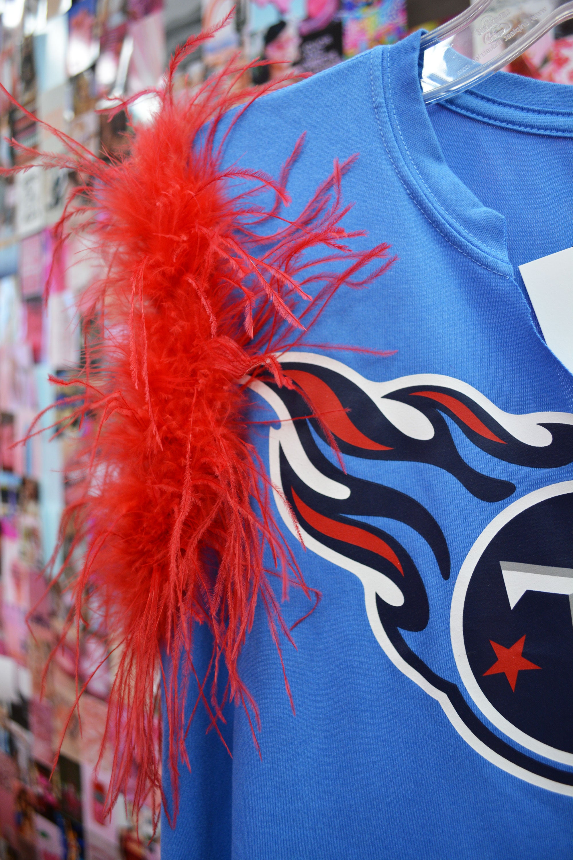Repurposed Tennessee Titans with Red Ostrich Feathers (SMALL)