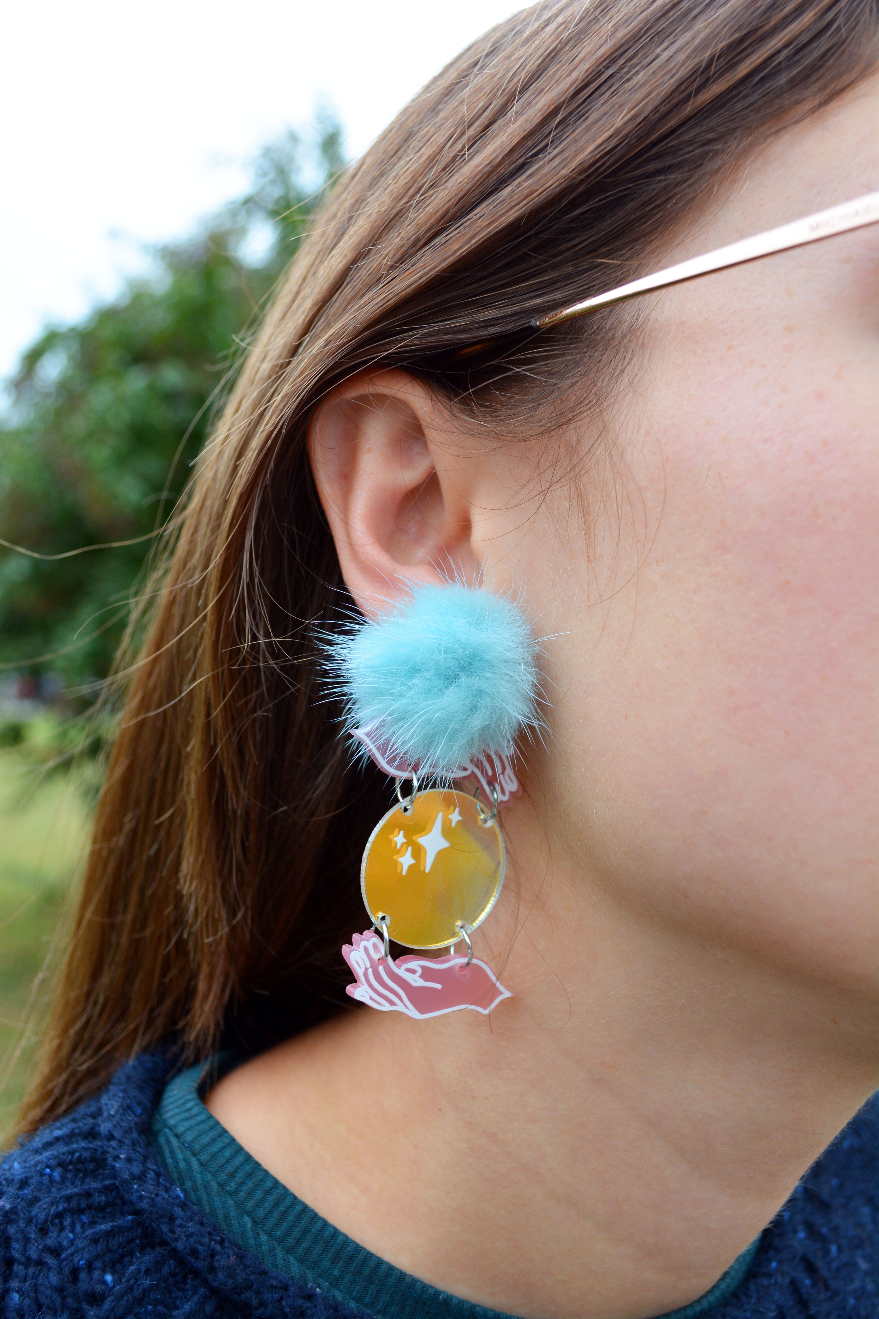 Luna Puff Crystal Ball Earrings