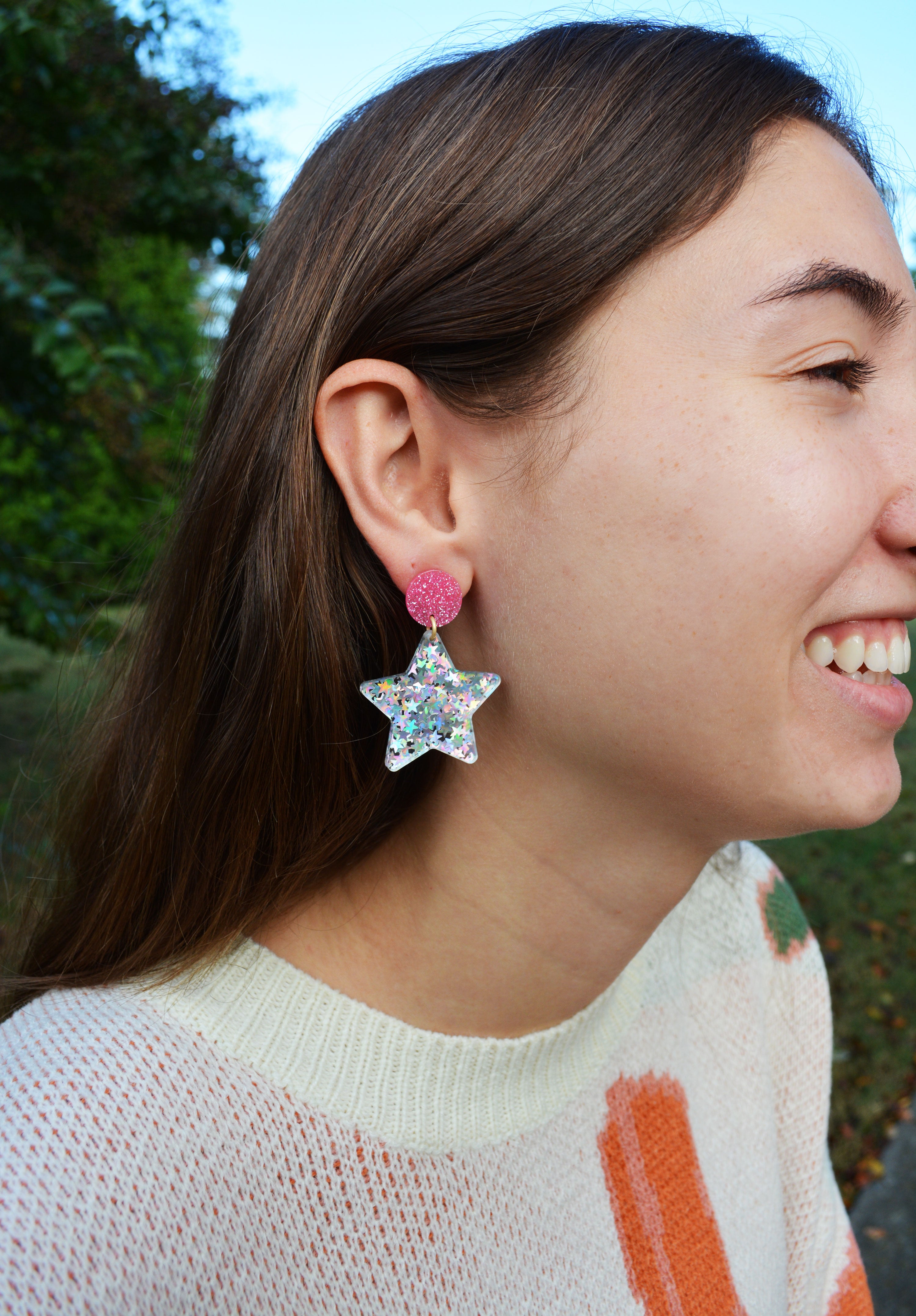 Pink Rockefeller Star Earrings
