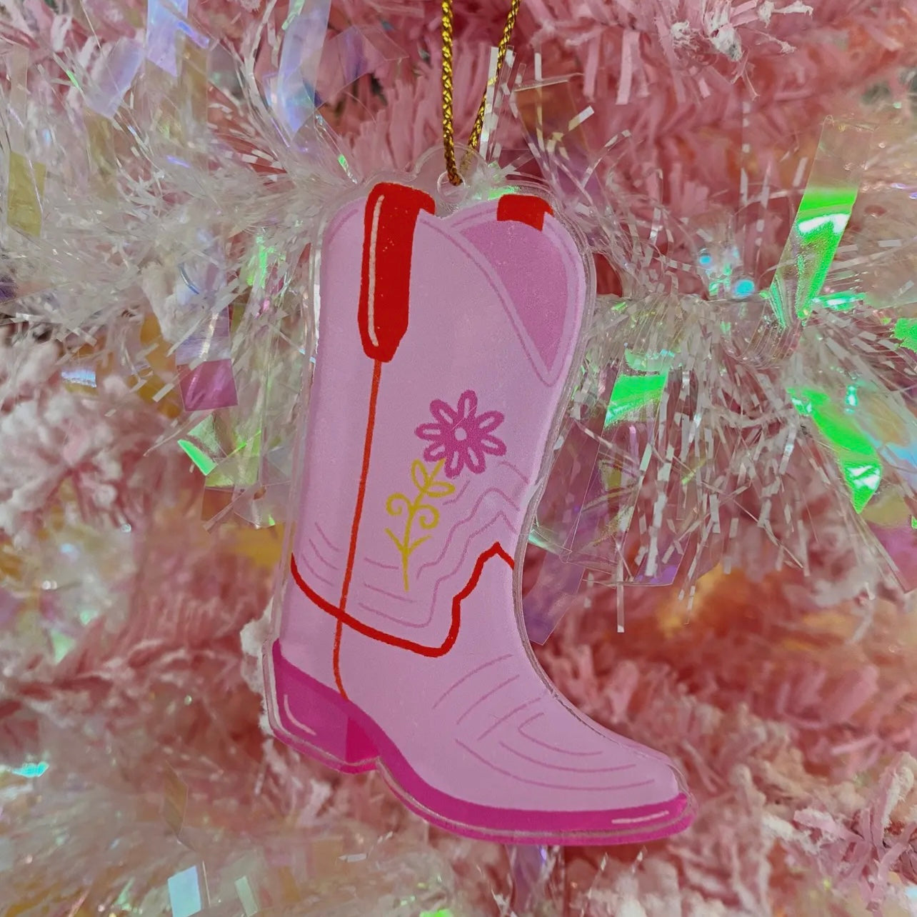Pink Acrylic Boot Ornament – Mary Kathryn Design