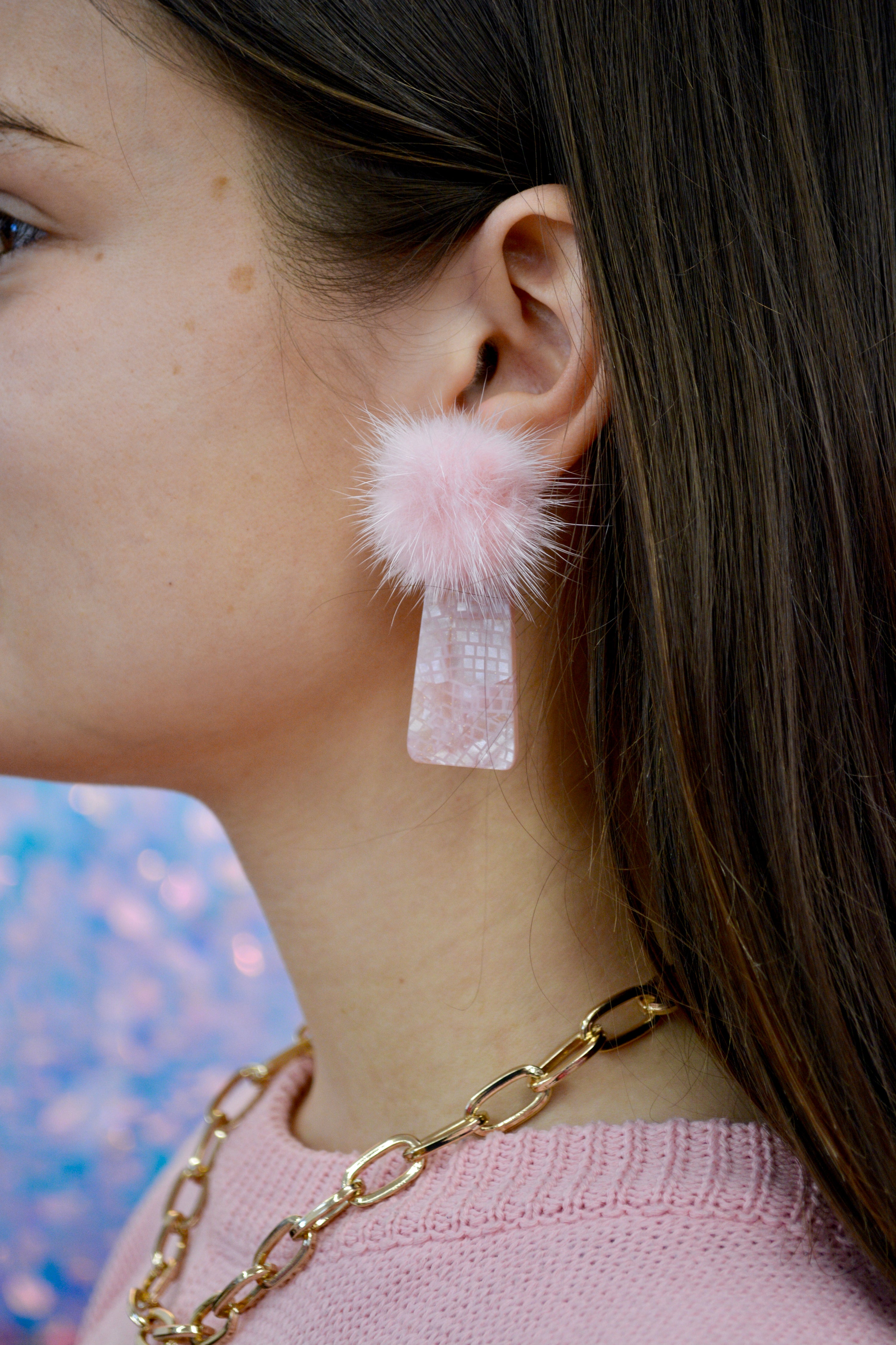 Pink Paloma Puff Earrings