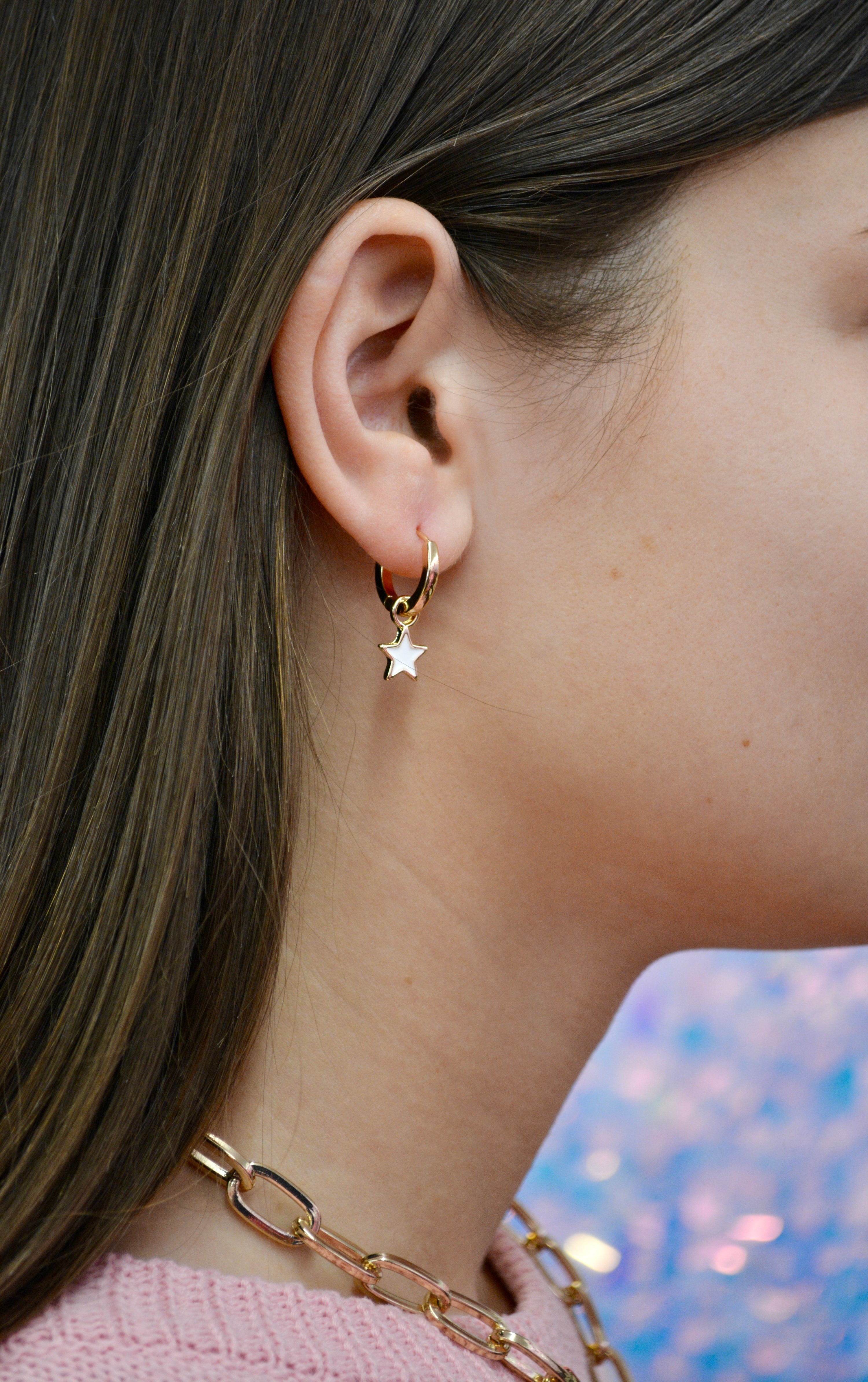 White Star Huggie Earrings