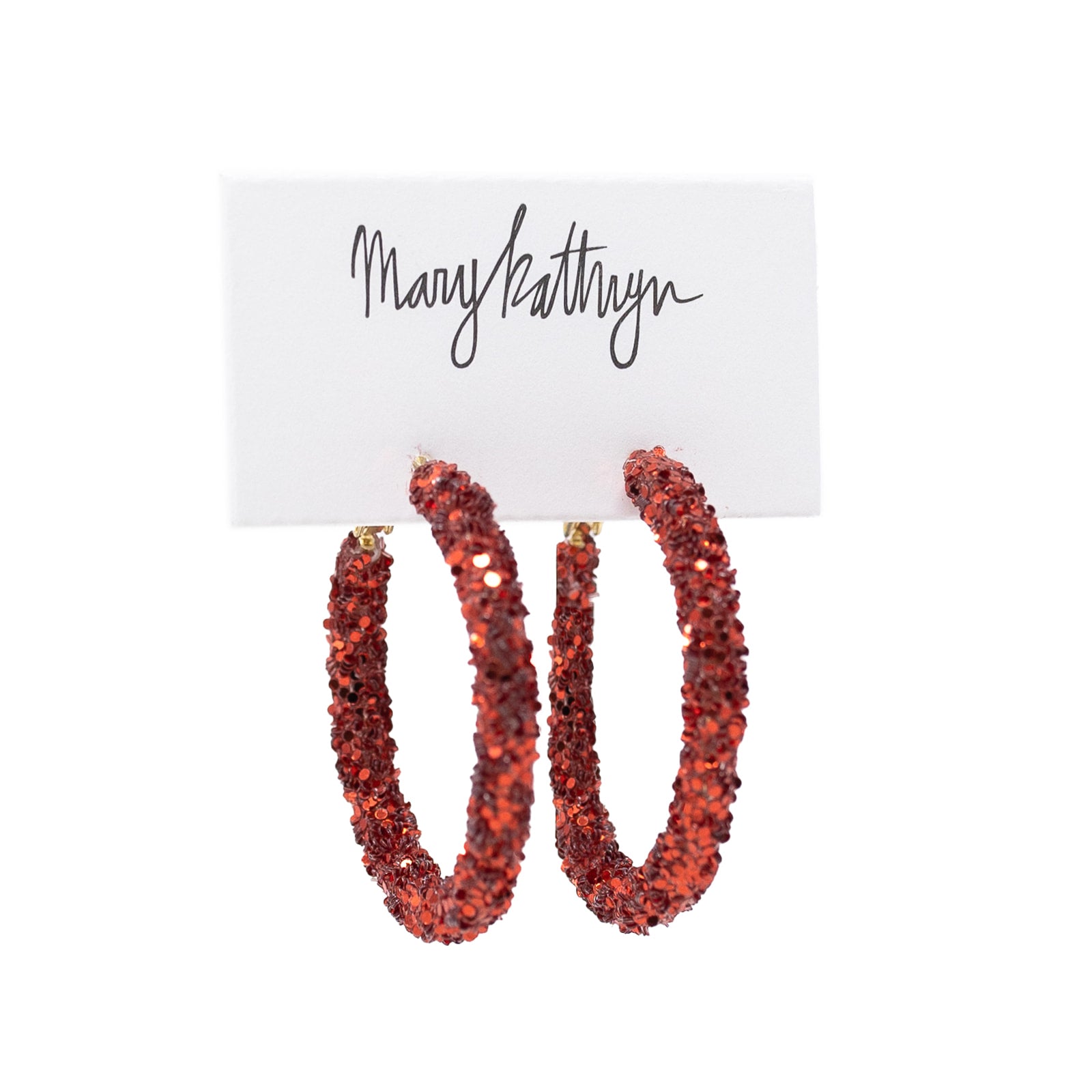 Crimson Glitter Hoops