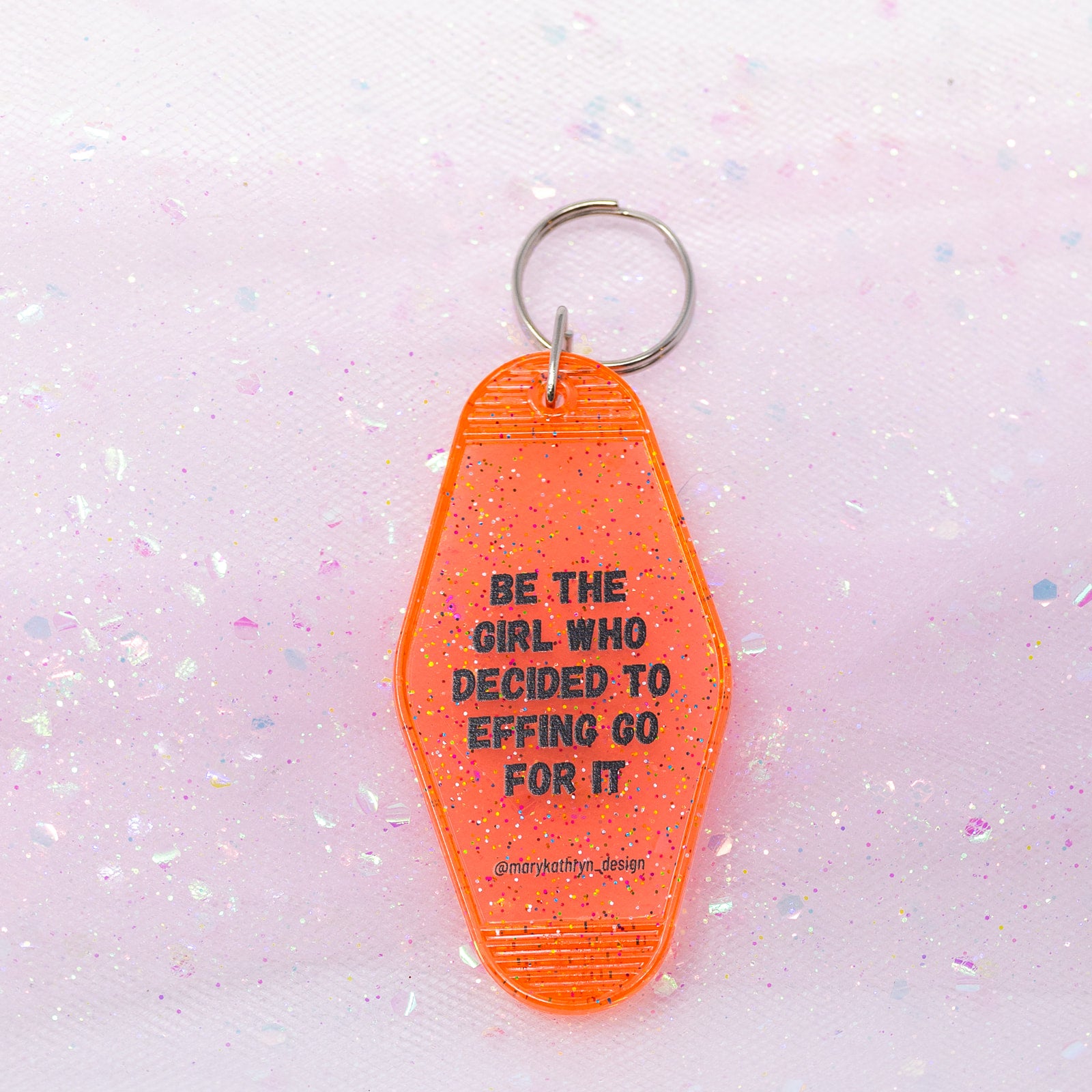 Effing Go For It Keychain (NEON PINK GLITTER)