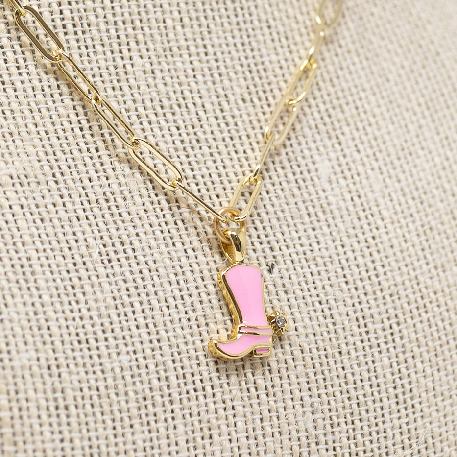 Light Pink Cowboy Boot Necklace