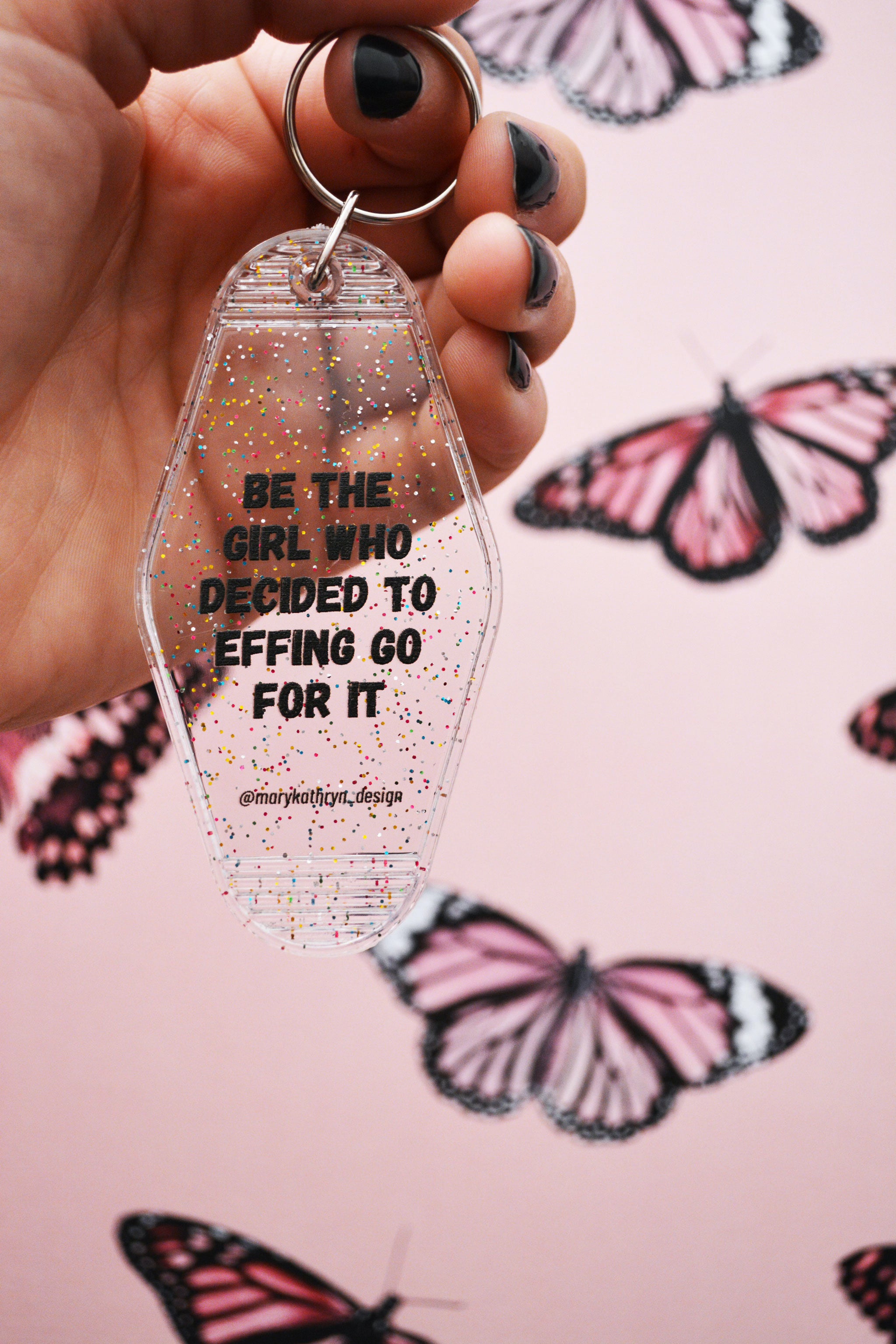 Effing Go For It Keychain (CLEAR GLITTER)
