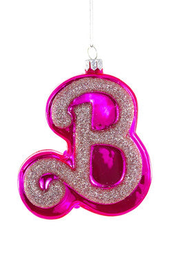 Pink B Glass Ornament