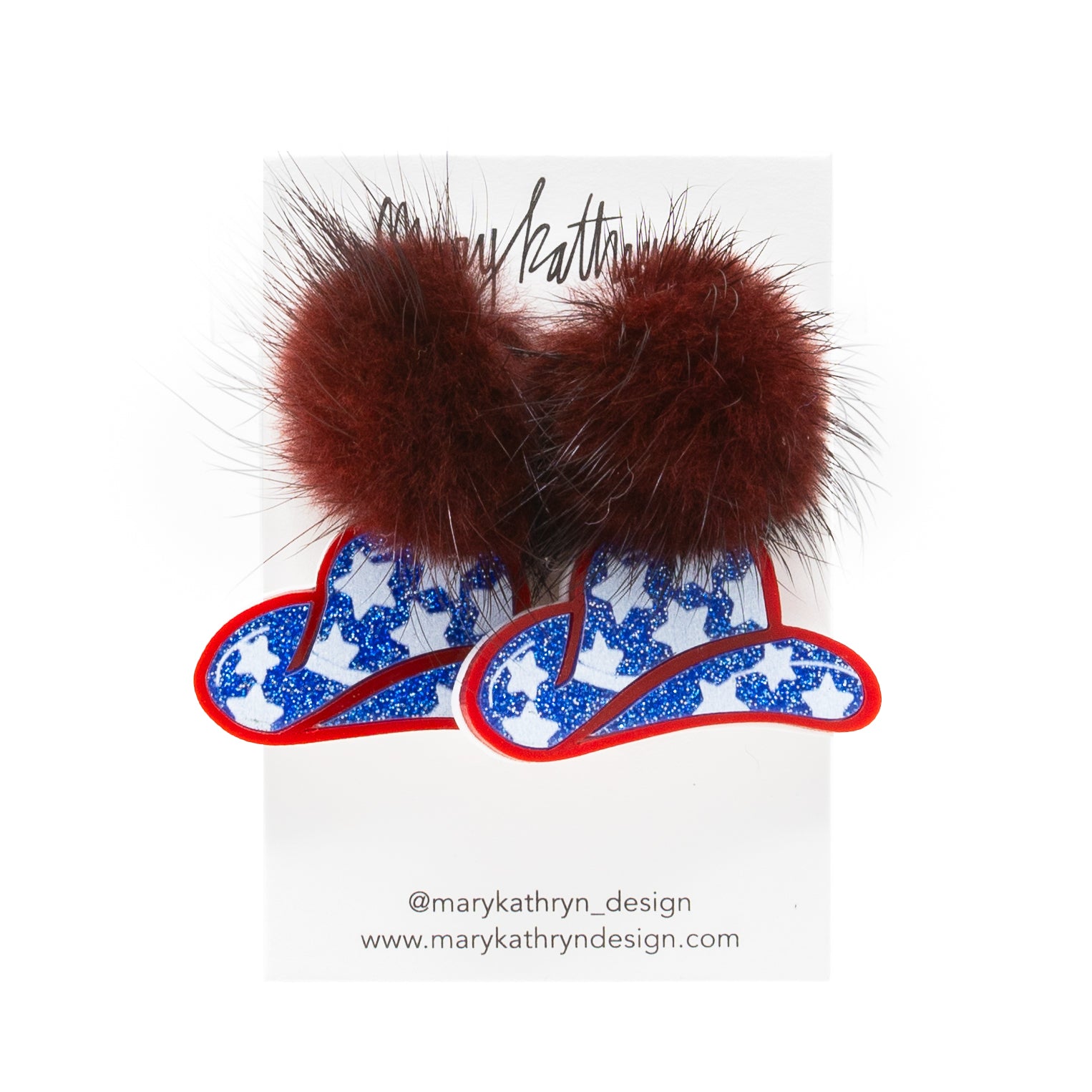 America Party Hat Puff Earrings