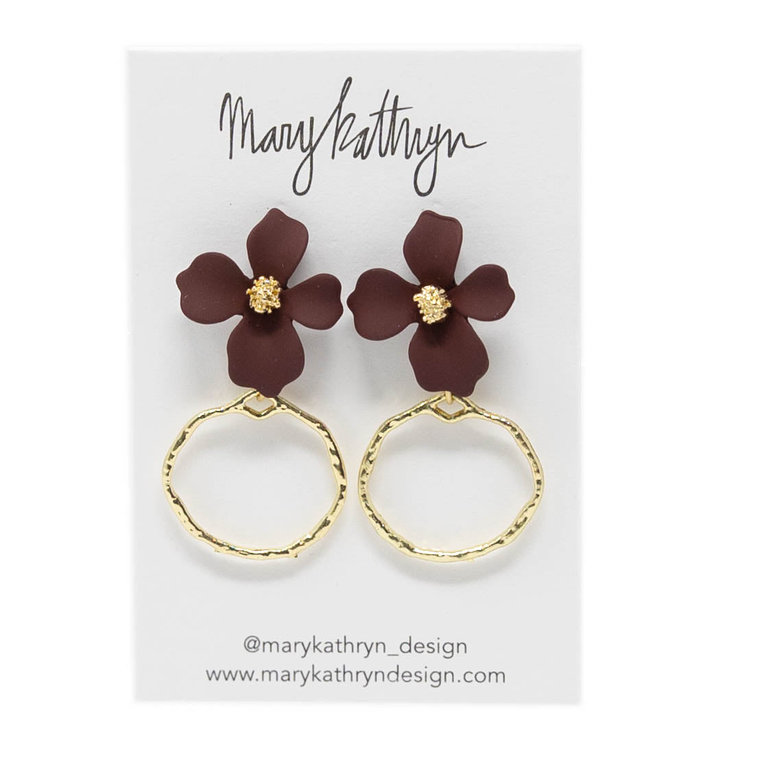 Burgundy Lillian Flower Drop Earrings