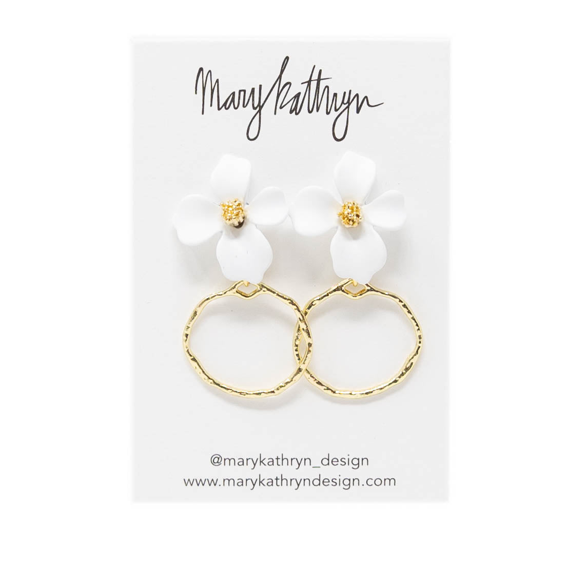 White Lillian Flower Drop Earrings