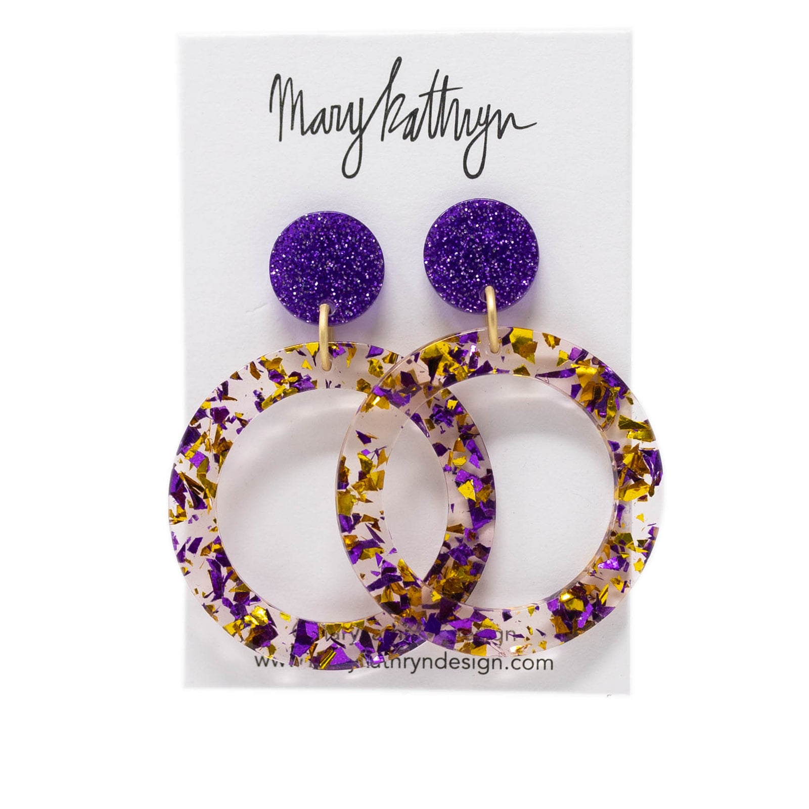 Purple + Gold Glitter Earrings