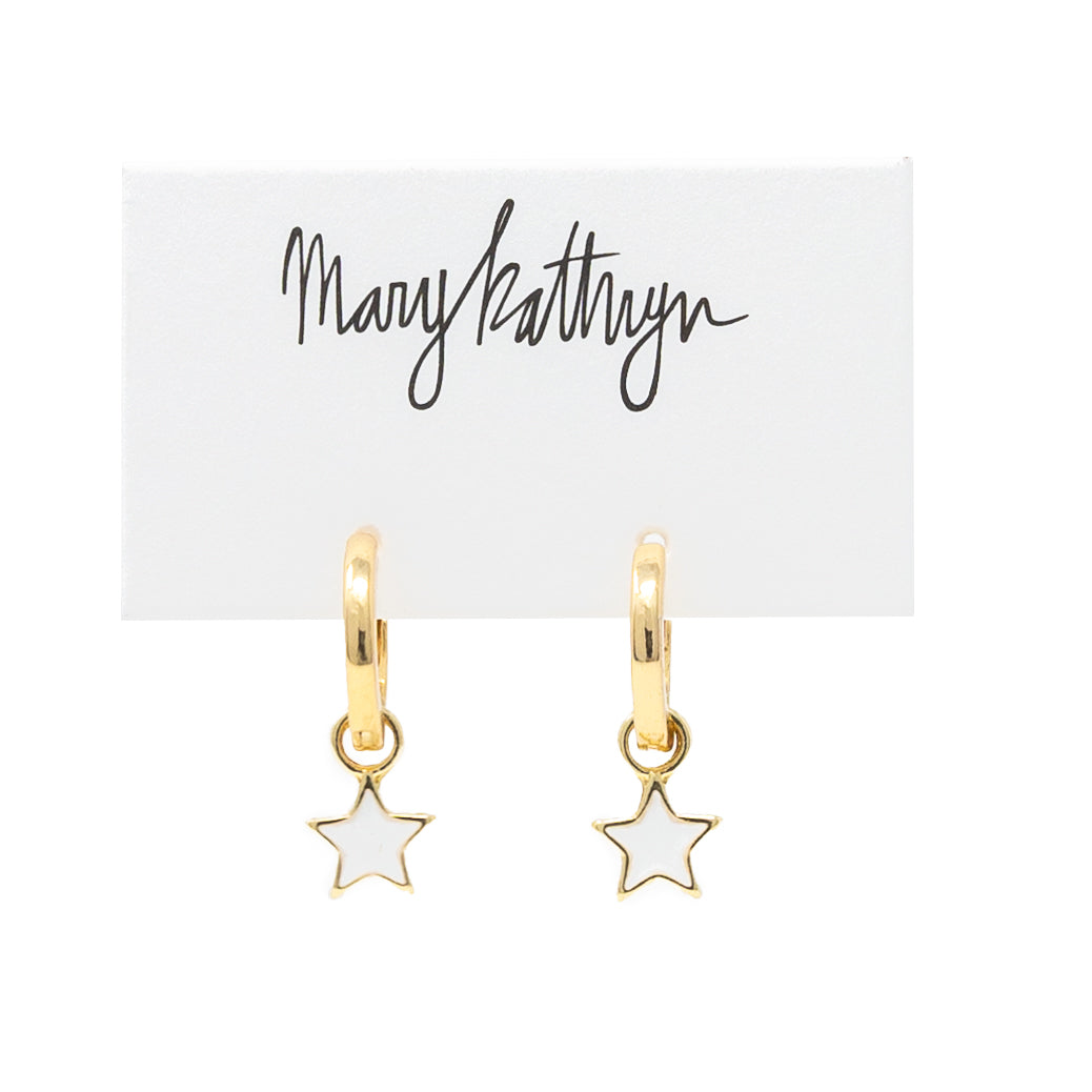 White Star Huggie Earrings