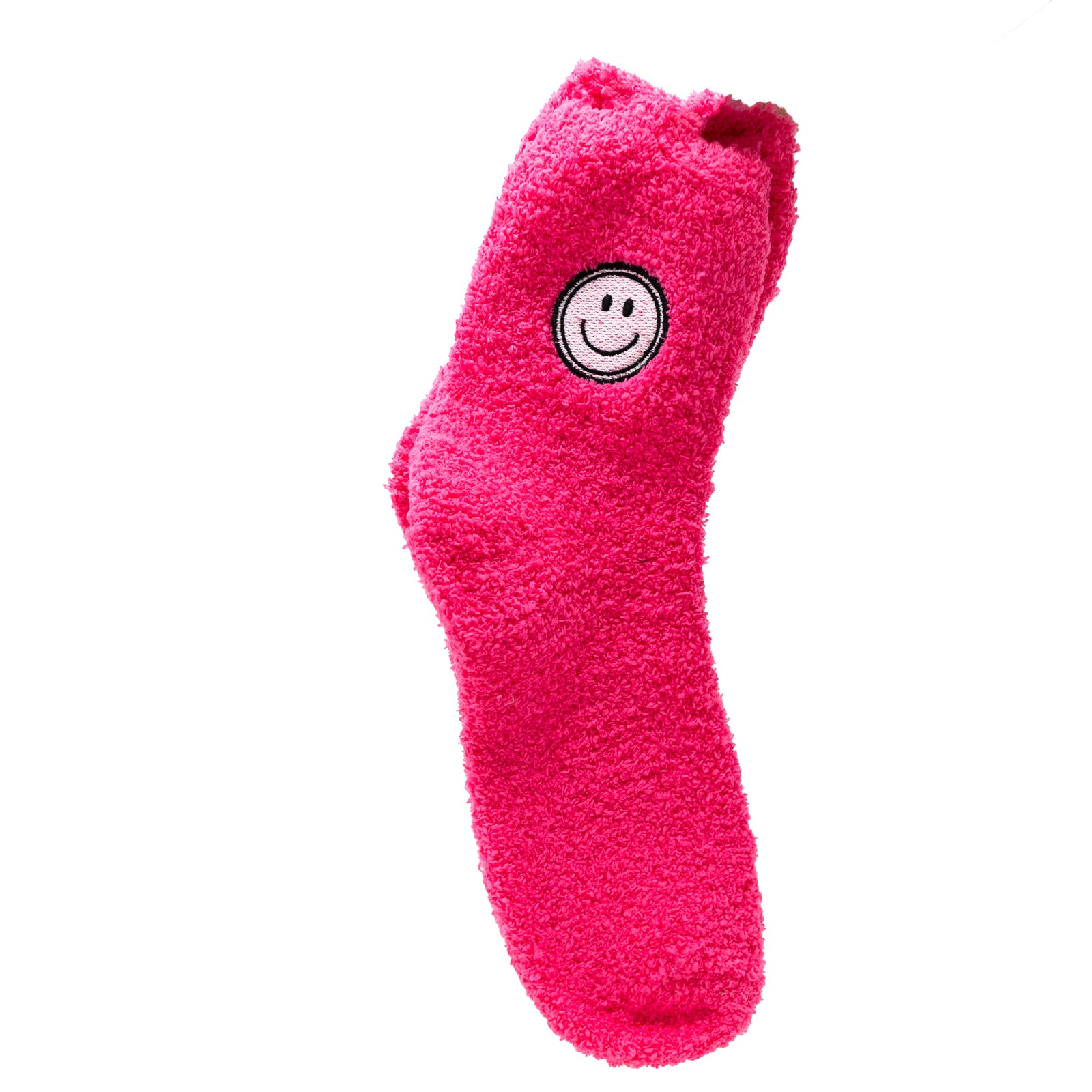 Hot Pink Smiley Face Fuzzy Socks