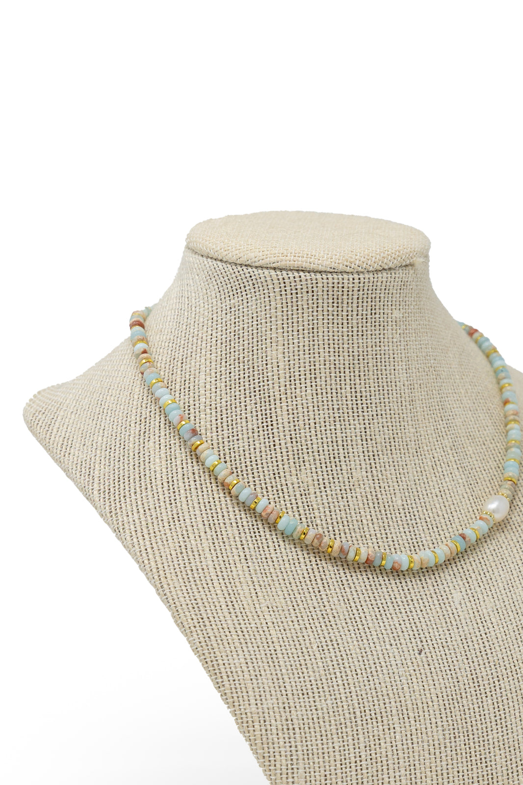 Seafoam Pearl Beaded Necklace
