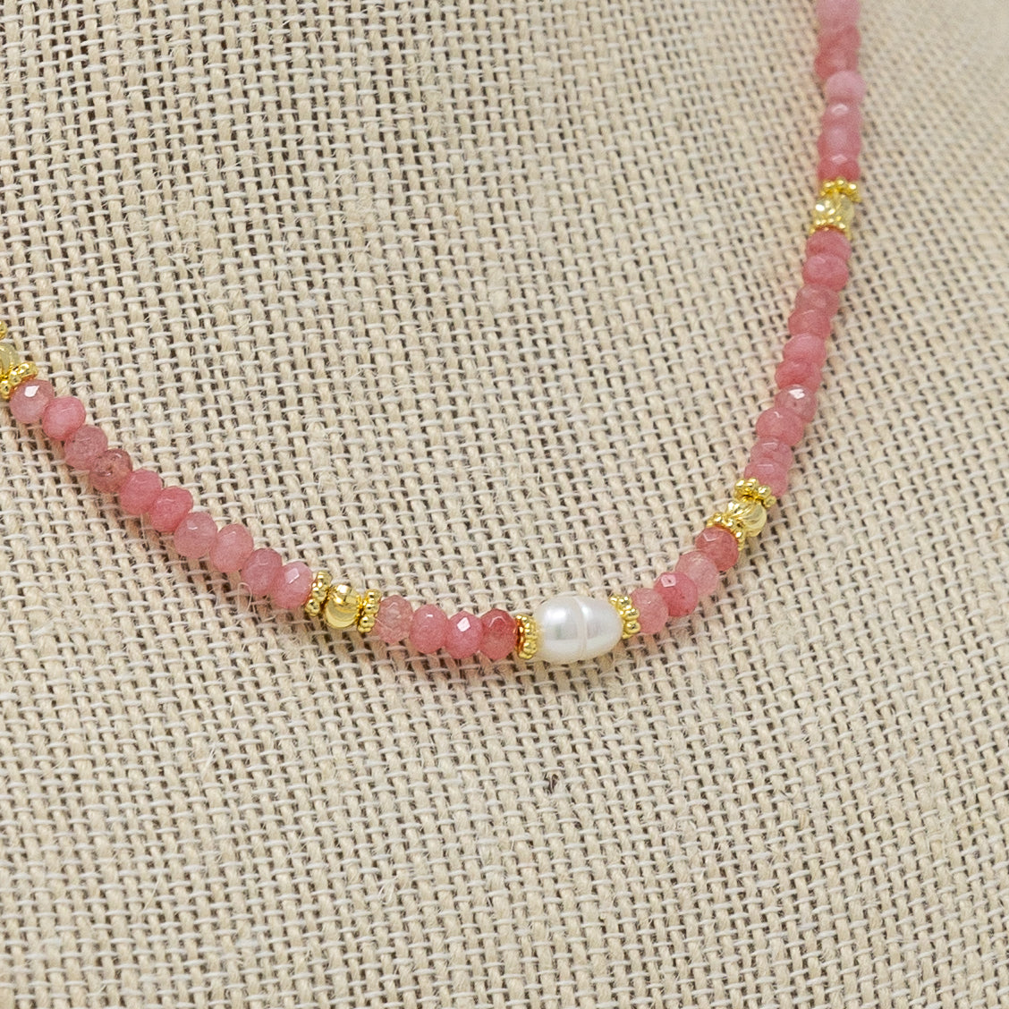 Rose Quartz Pearl Beaded Necklace