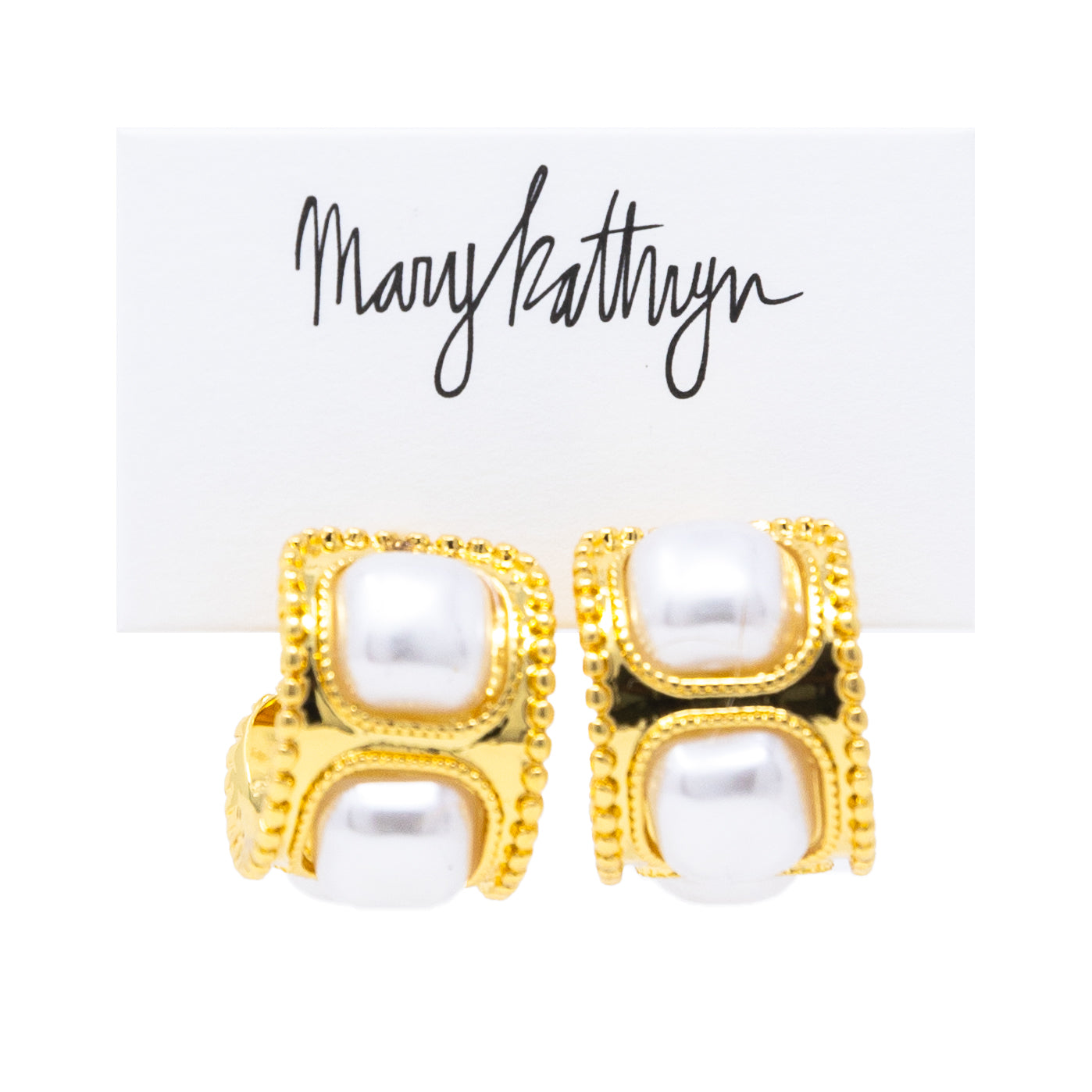 Aimee Gold Pearl Hoops