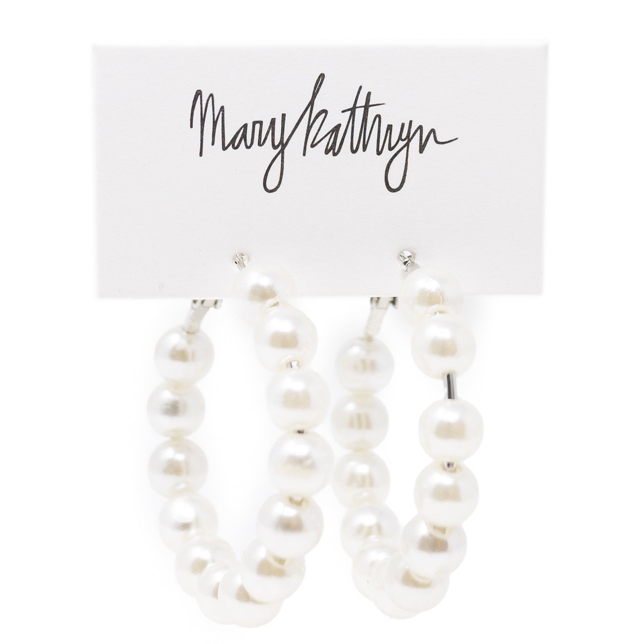 Faux Pearls Hoops