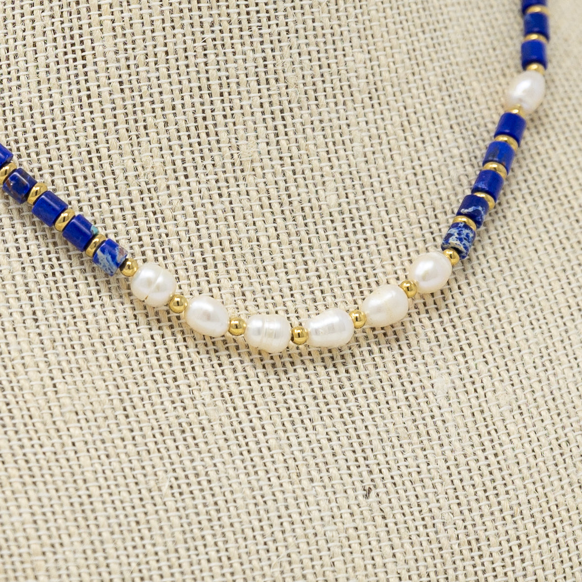 Kinsley Blue + Pearl Necklace