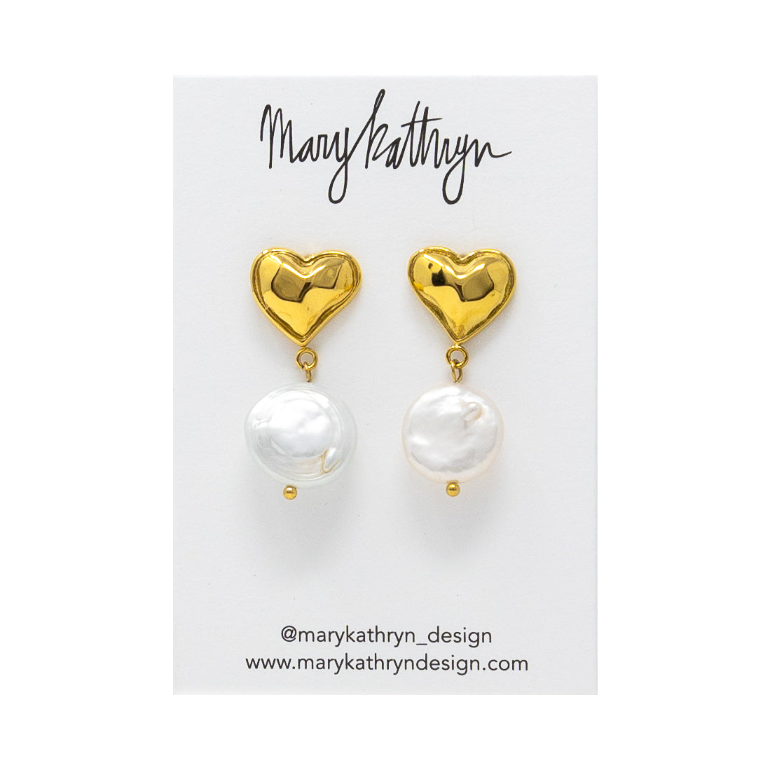 Heart Pearl Drop Earrings