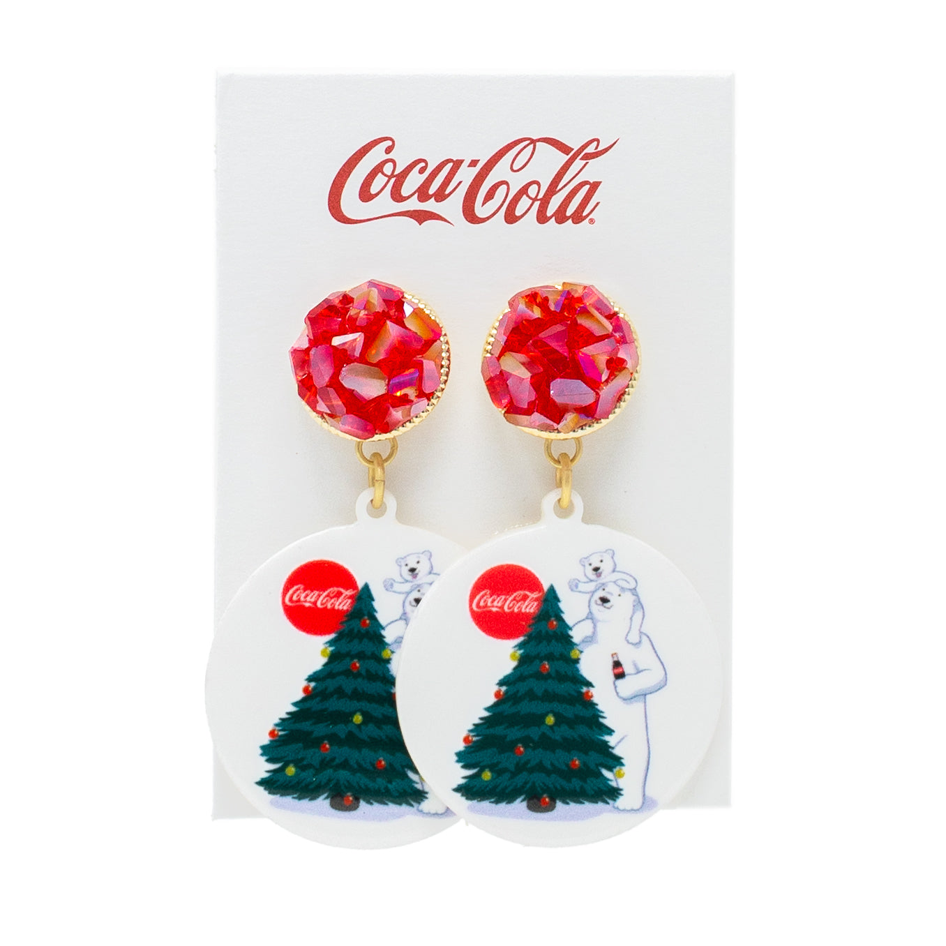 Coca-Cola® Polar Bear Christmas Tree Earrings