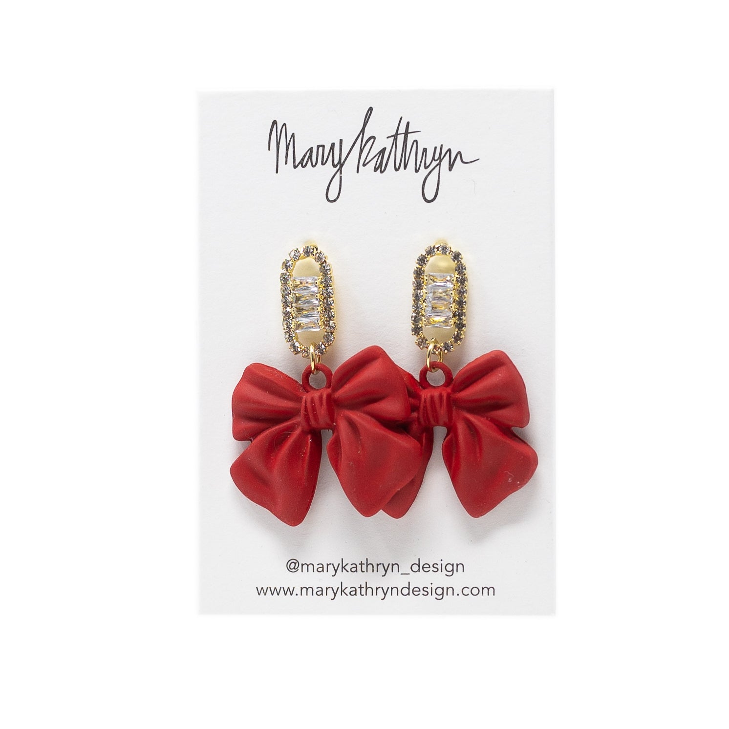 Red Glitzy Bow Earrings