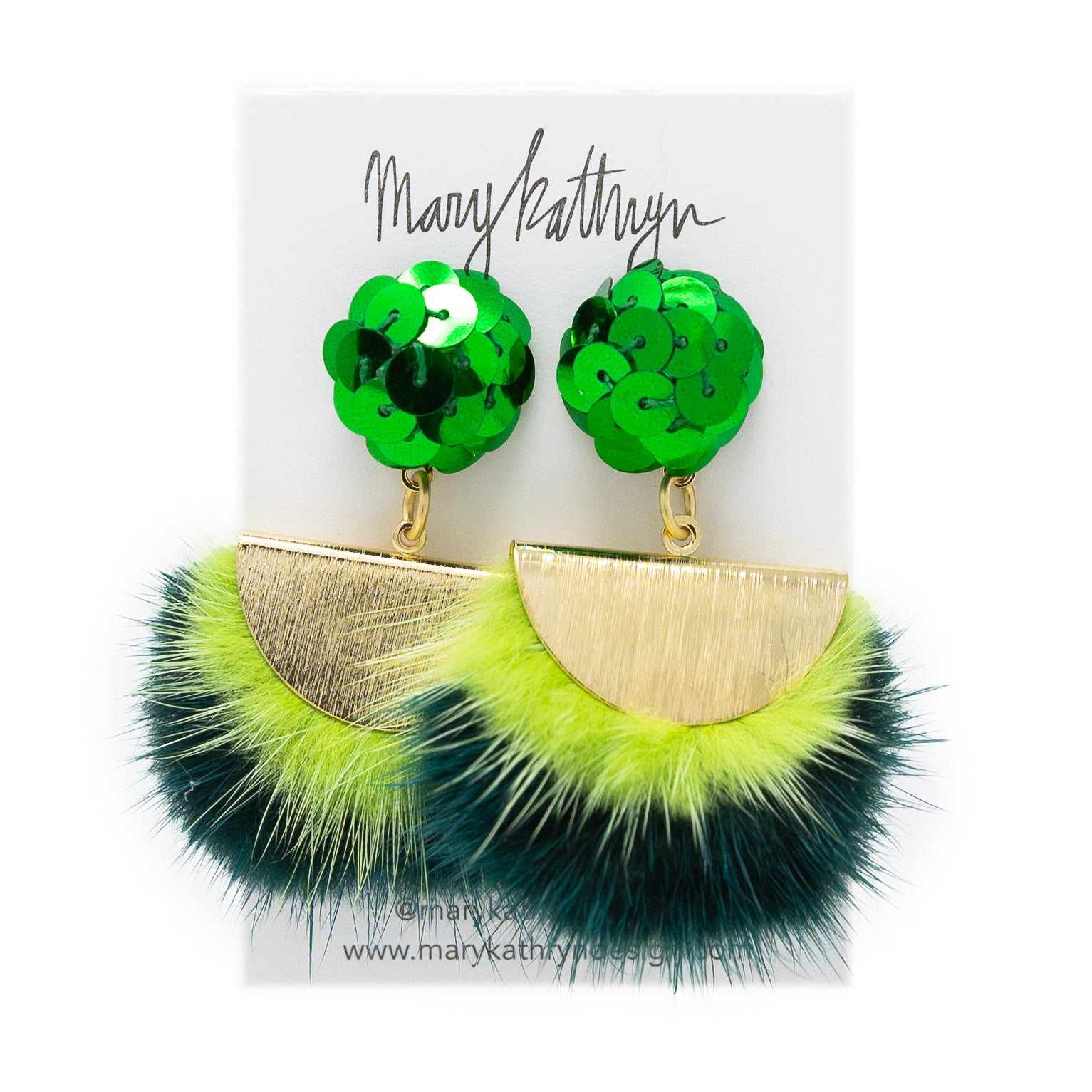 Green Aurora Puff Earrings