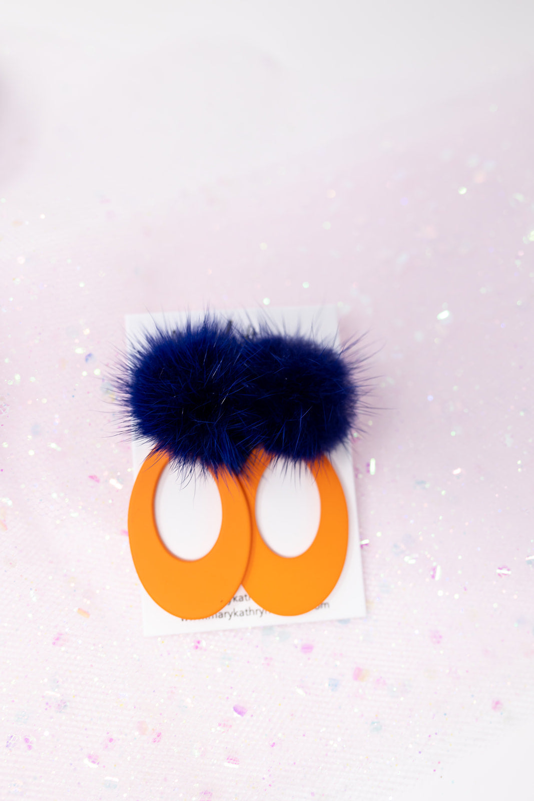 Orange and Blue Puff Earrings