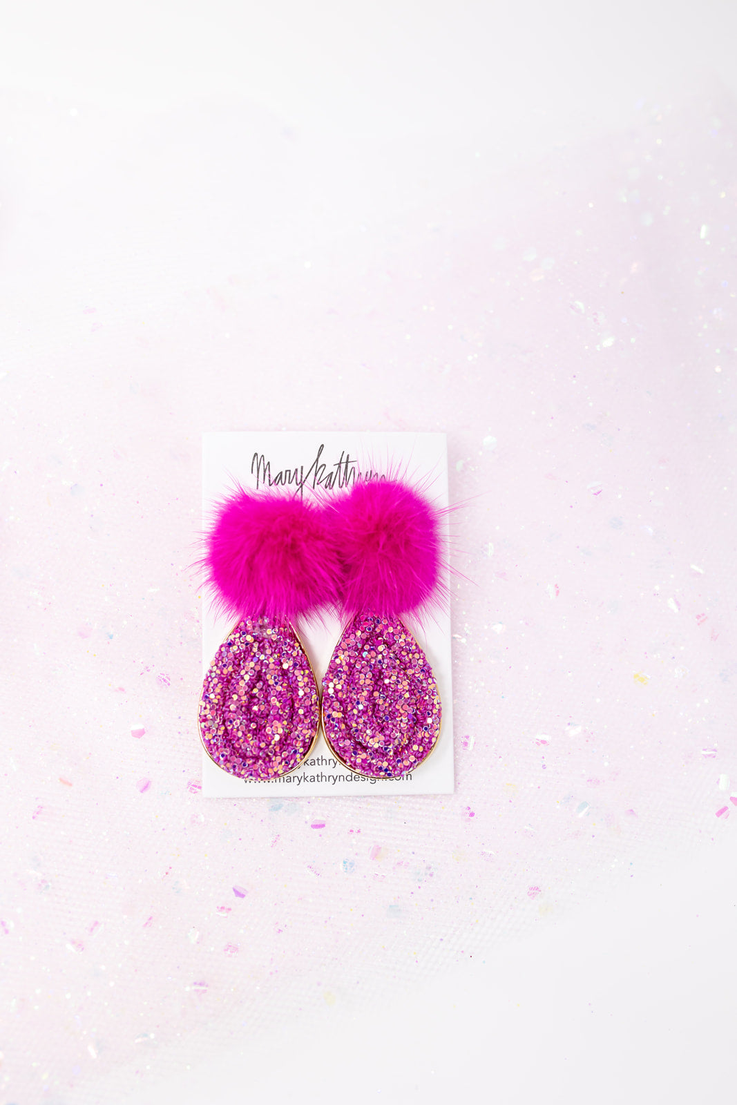 Raspberry Lacey Puff Earrings