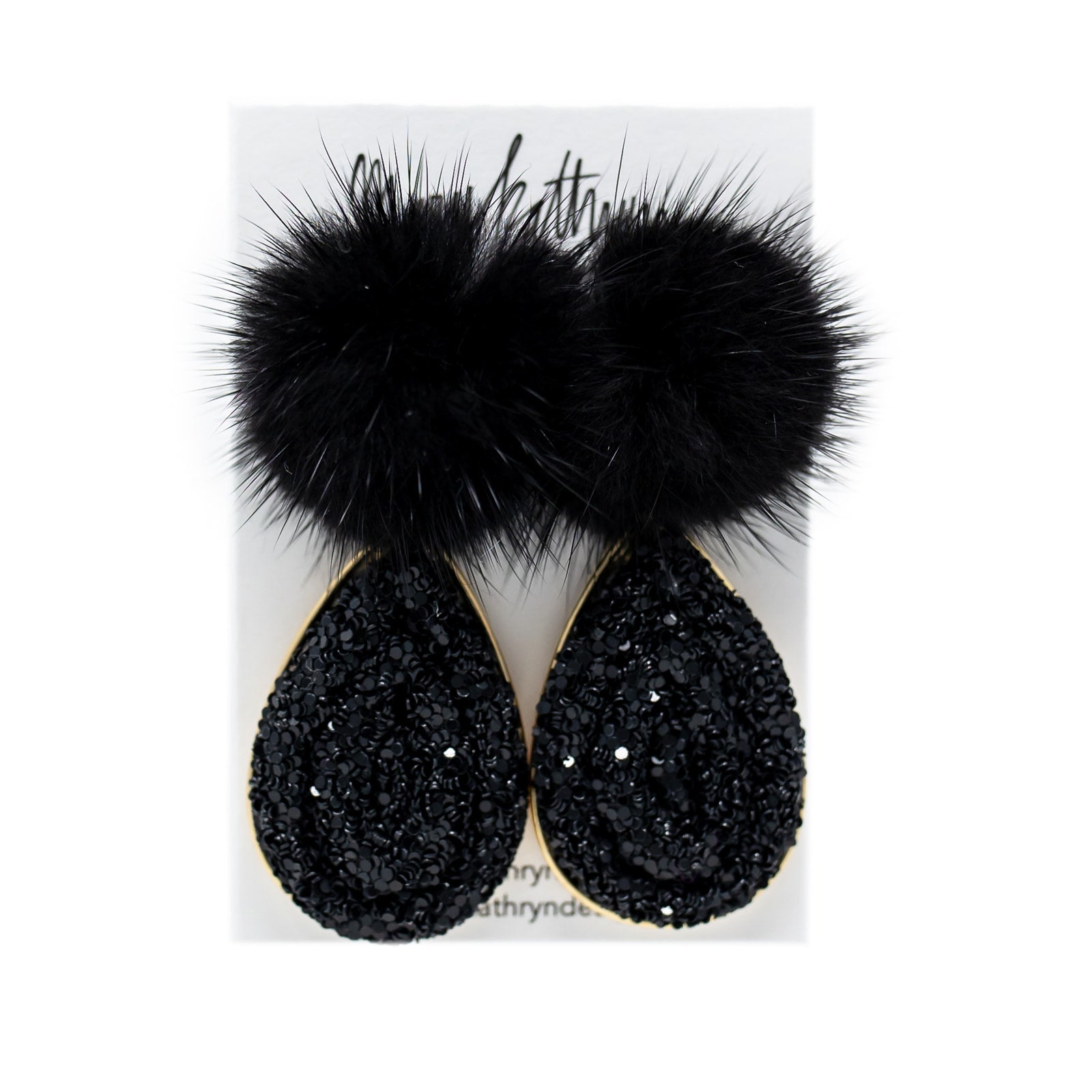 Black Lacey Puff Earrings
