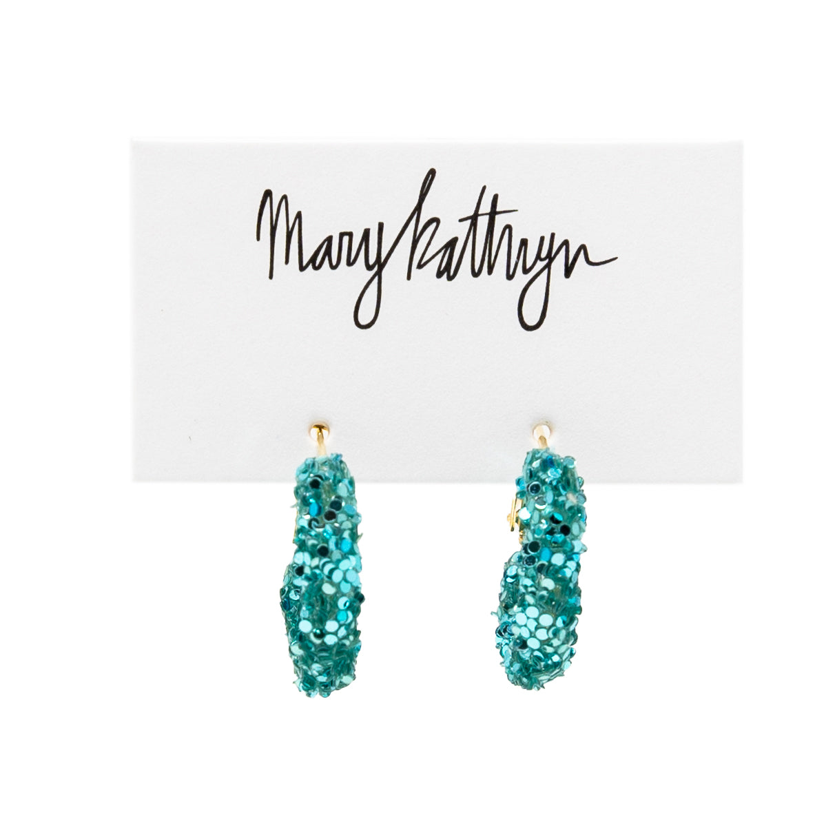 Turquoise Glitter Hoops