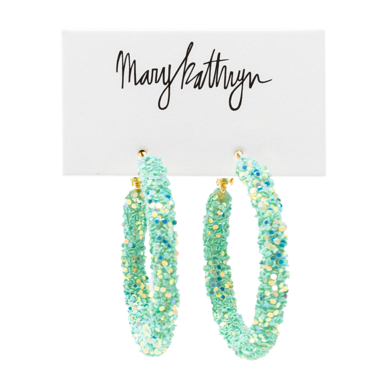 Seafoam Green Glitter Hoops