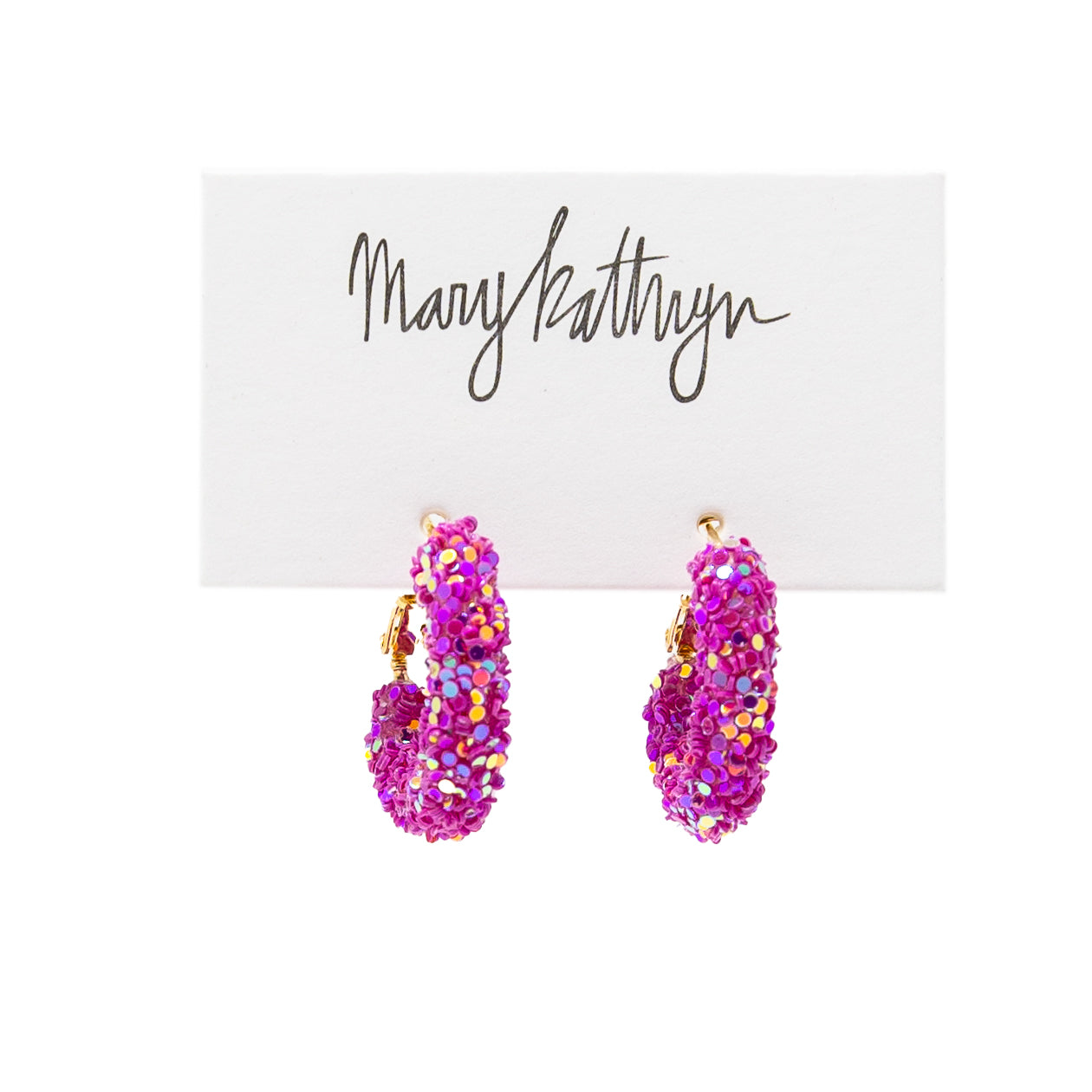 Magenta Glitter Hoops