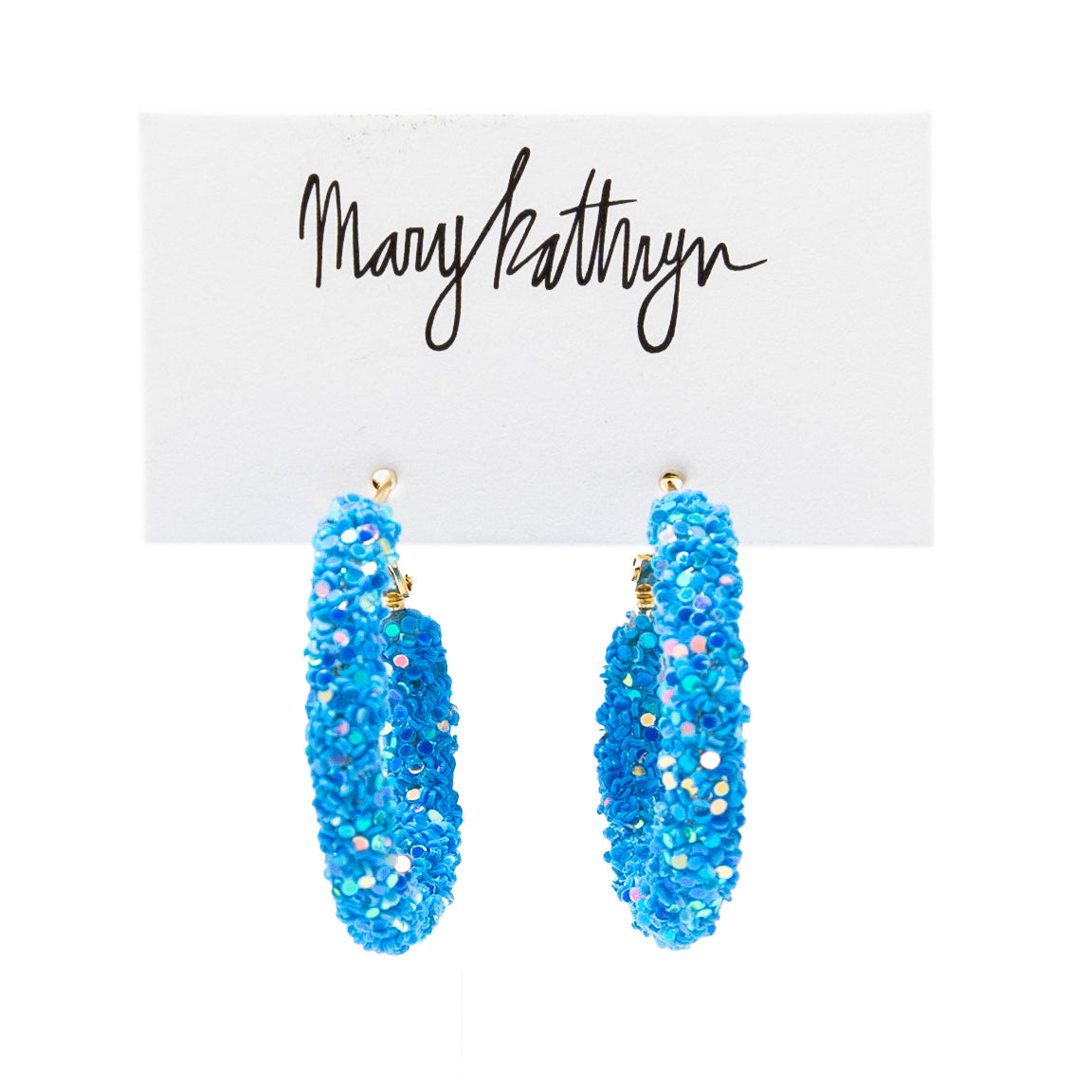 Azure Blue Glitter Hoops